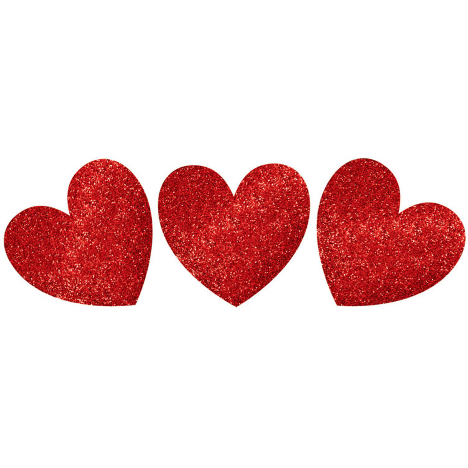 20 Cutouts Glitter Hearts Paper 29.2 cm / 17.7 cm / 12.7 cm