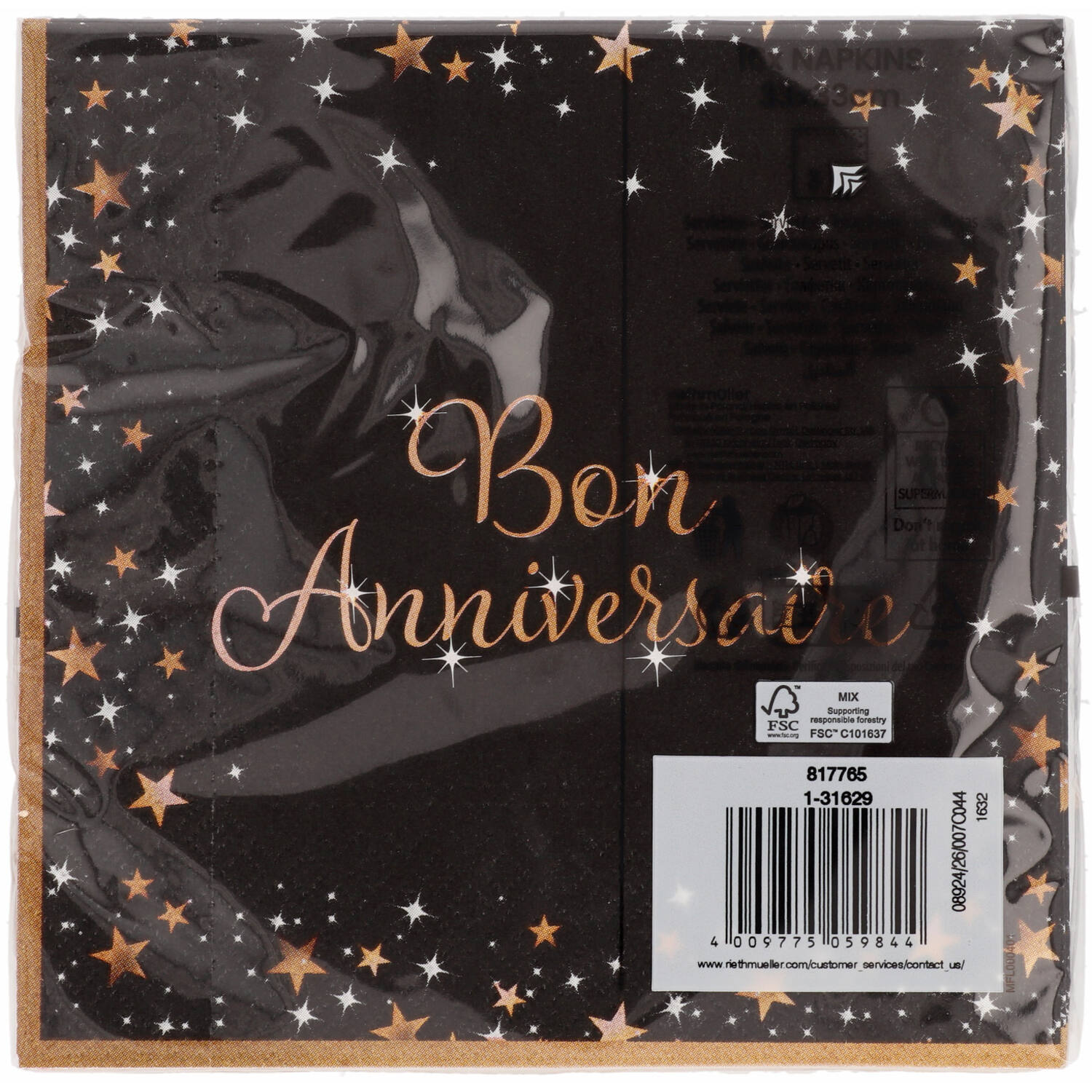 16 Napkins Starlight Birthday Bon anniversaire 33 x 33 cm