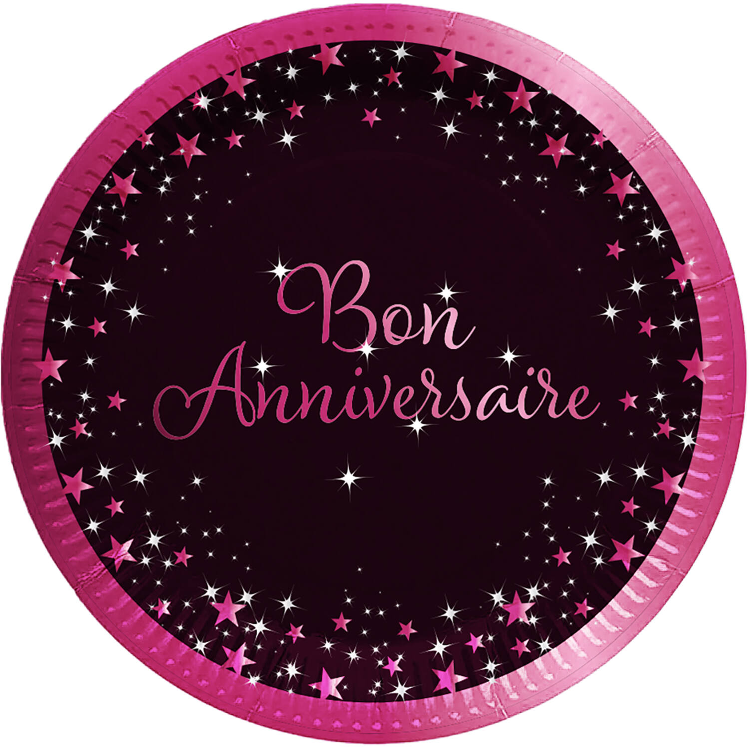8 Plates Starlight Birthday Pink Bon anniversaire Paper 23 cm