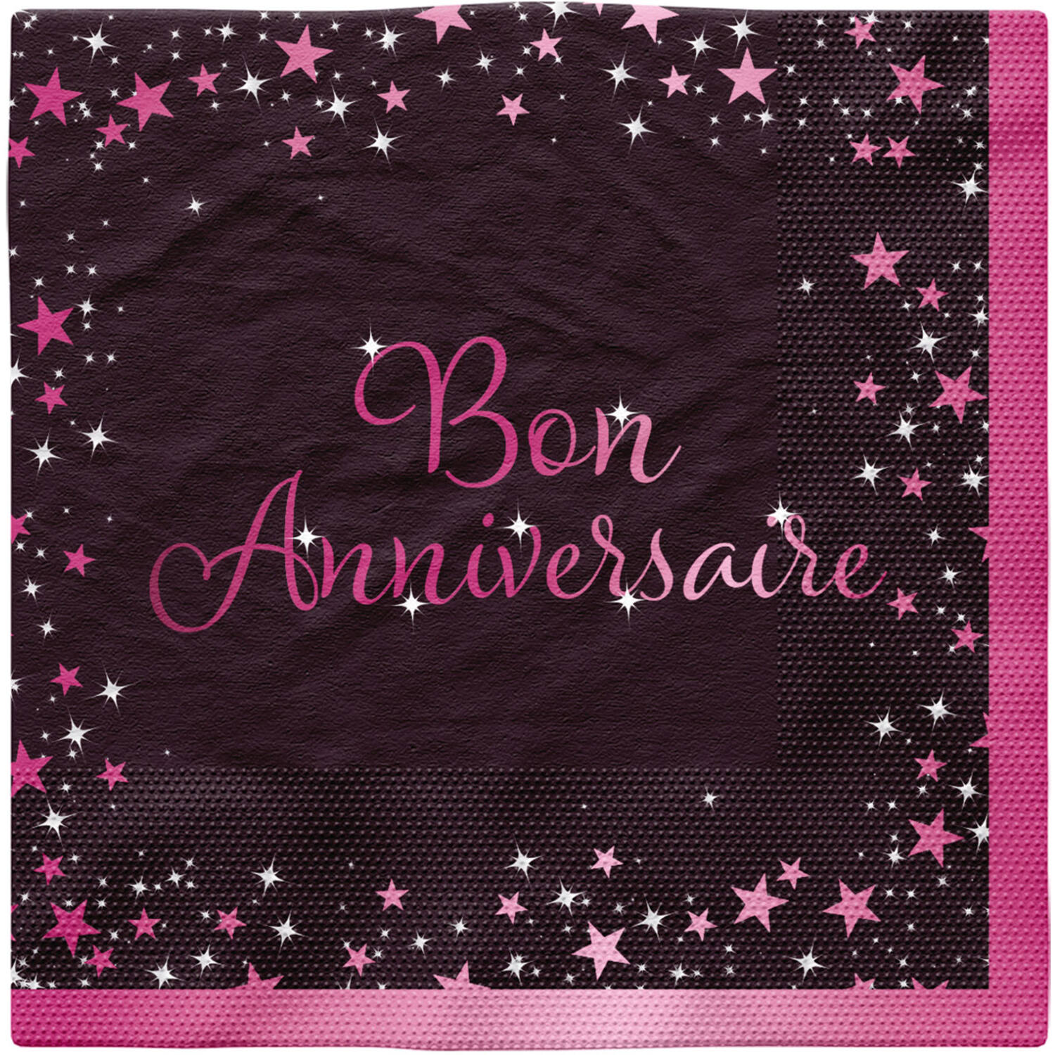 16 Napkins Starlight Birthday Pink Bon anniversaire 33 x 33 cm