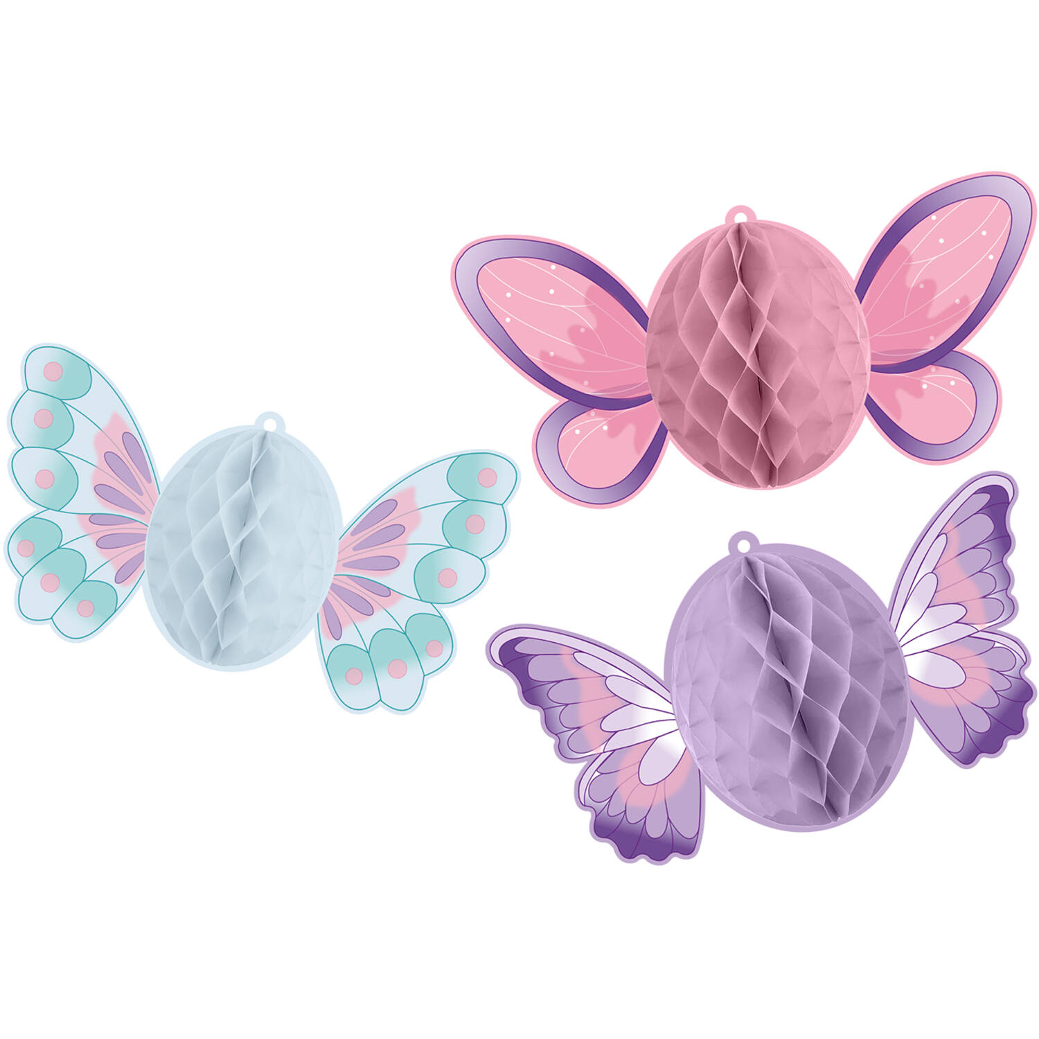 3 Honeycomb Hanging Decoration Flutter Garden Paper