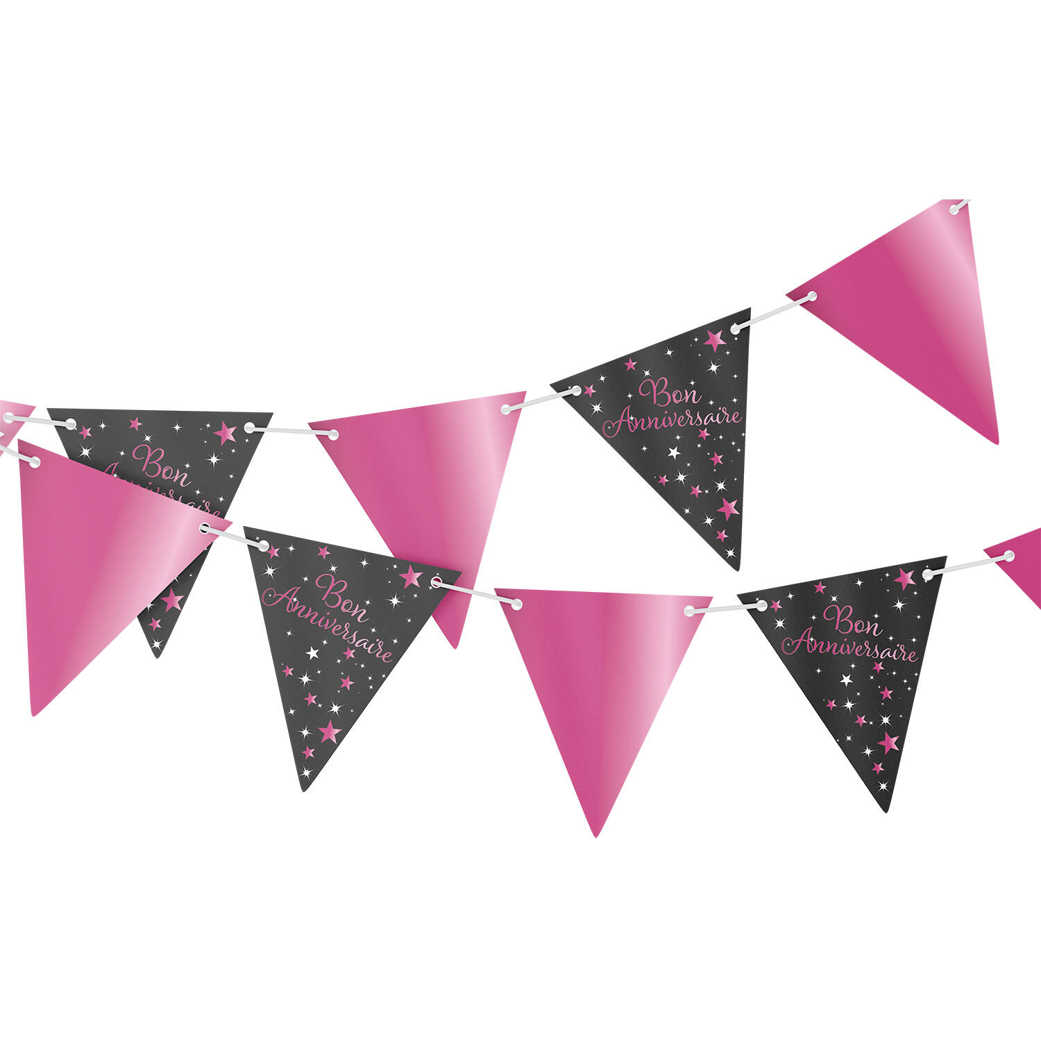 Pennant Banner Starlight Birthday Pink Bon anniversaire Papier 400 x 19 cm