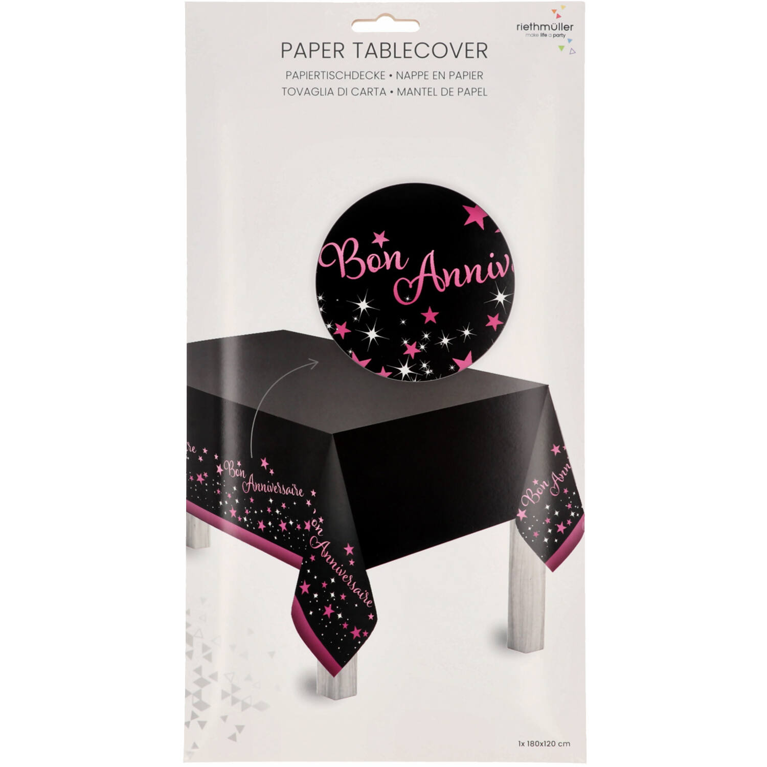 Tablecover Starlight Birthday pink Bon anniversaire Paper 120 x 180 cm