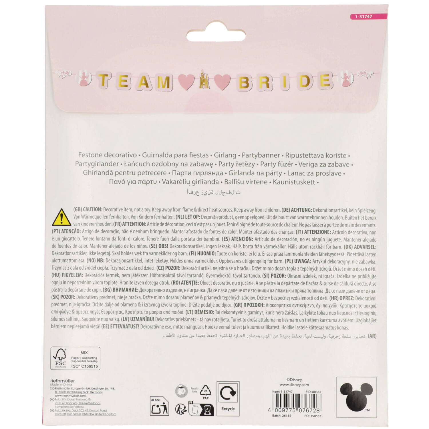 Letter Banner - Disney Princess Hen Party - 3 m