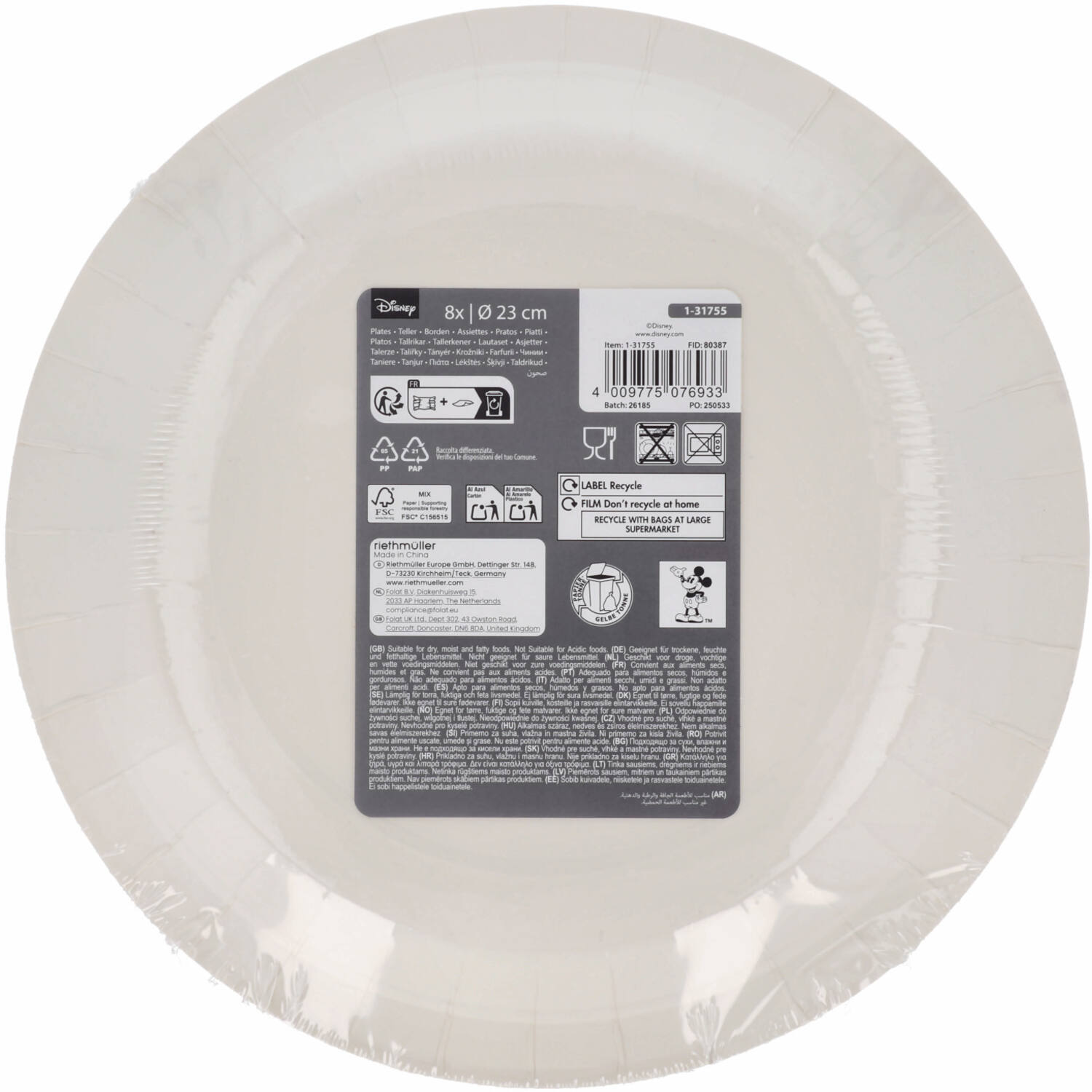 Plates - Mickey&Minnie - Gender Reveal - 23 cm - 8 pieces