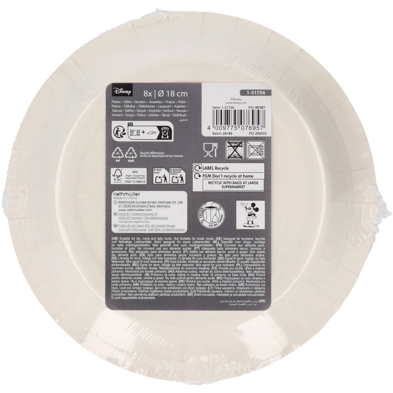Plates - Mickey&Minnie - Gender Reveal - 18 cm - 8 pieces