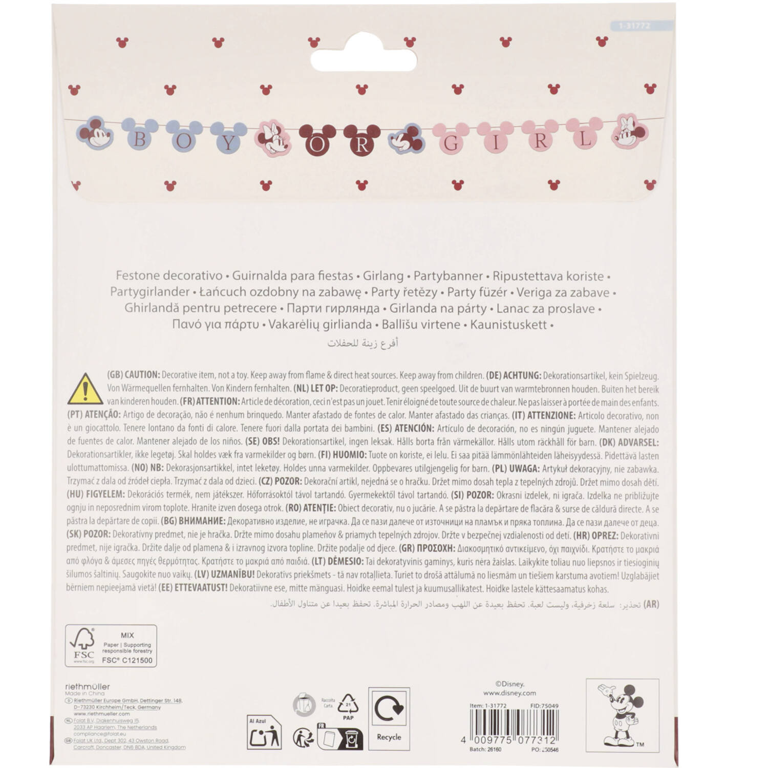 Letter Banner - Mickey&Minnie - Gender Reveal - 3 m