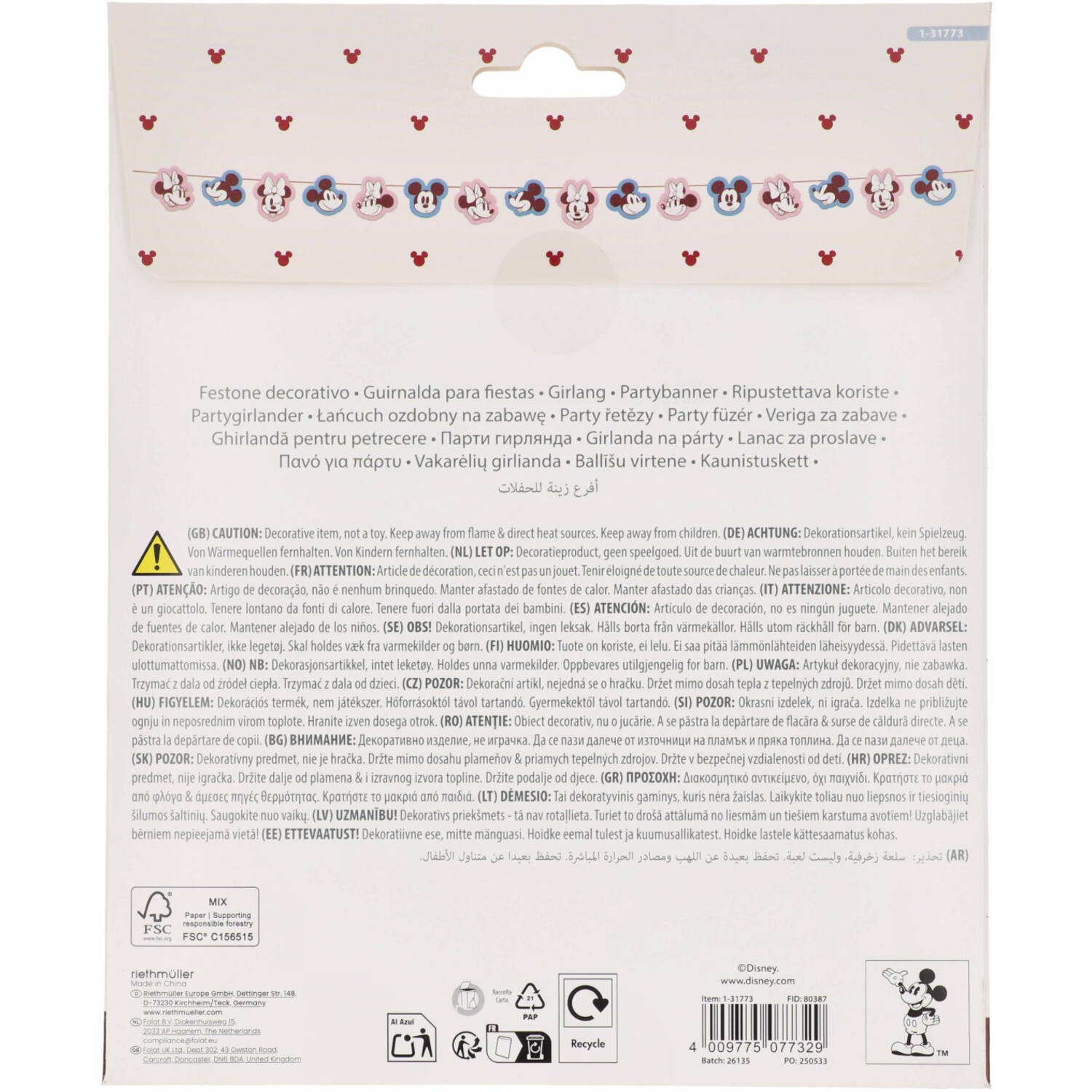 Flag Banner - Mickey&Minnie - Gender Reveal - 4 m