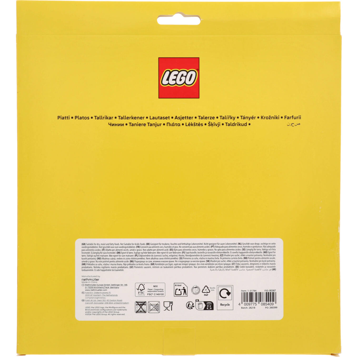 Plates LEGO 23cm /8