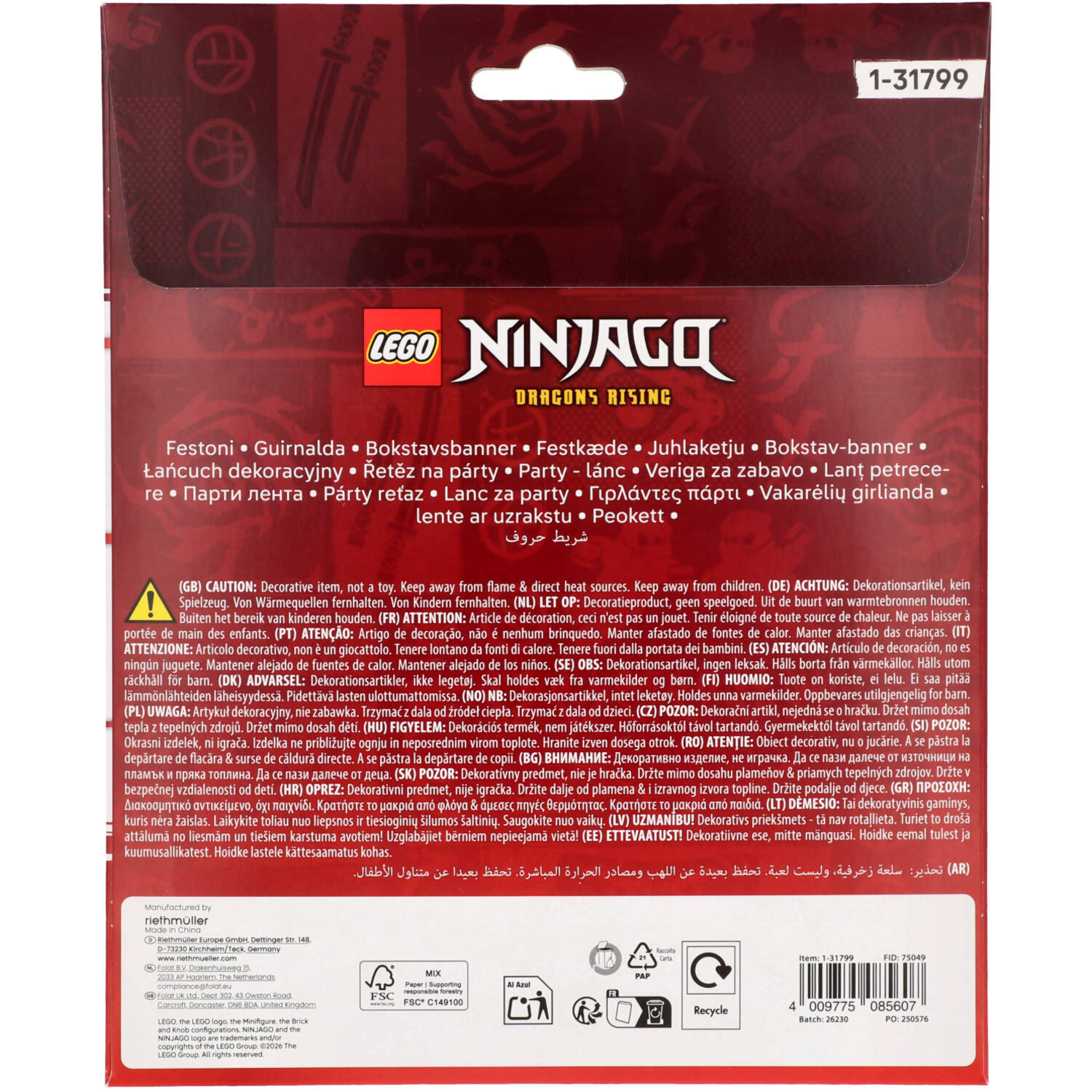 LEGO Ninjago Letter Banner