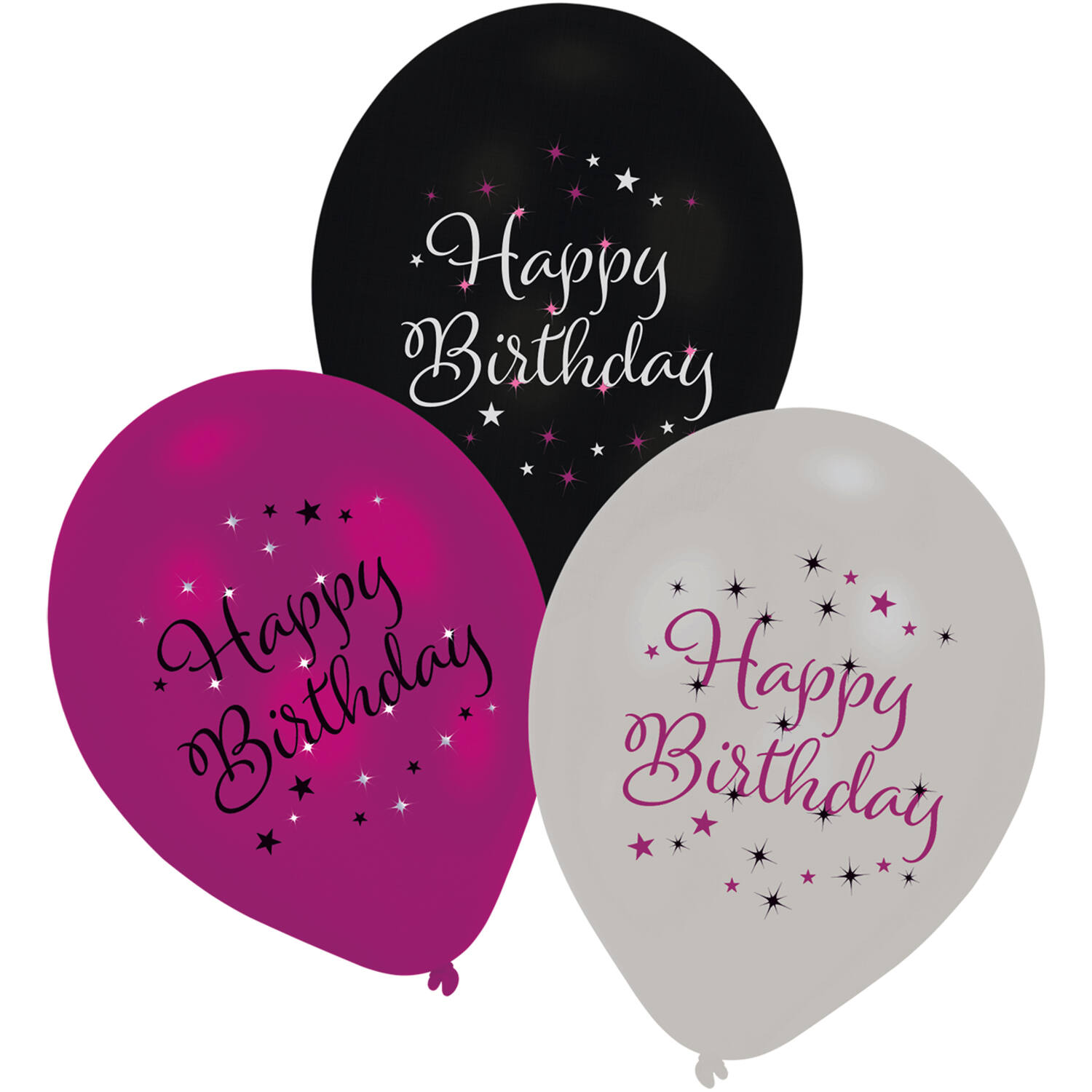 Latex Balloons - Starlight Pink "Happy Birthday" - 28 cm - 6 pieces