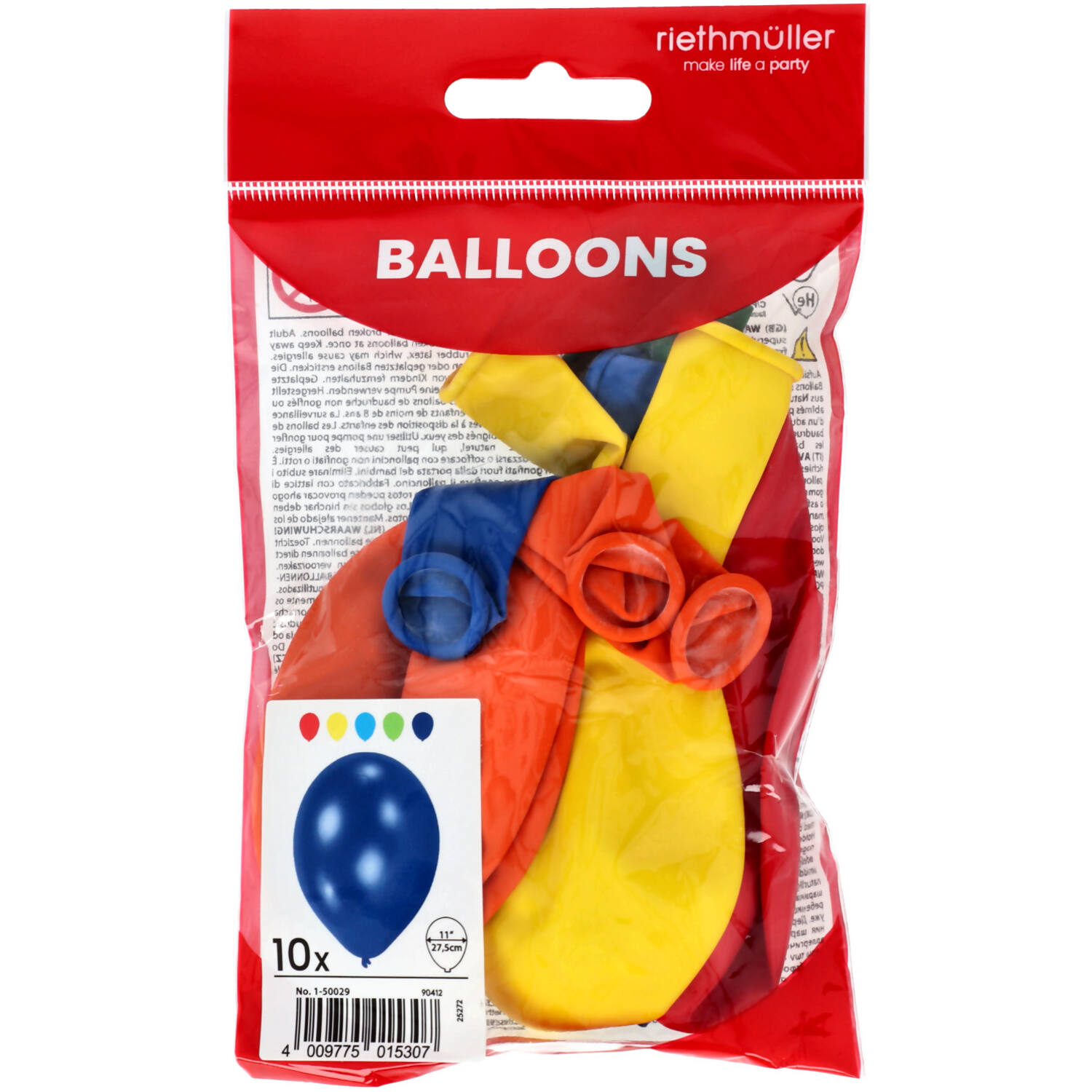 Latex Balloons - Assorted Colors - 28 cm - 10 pieces