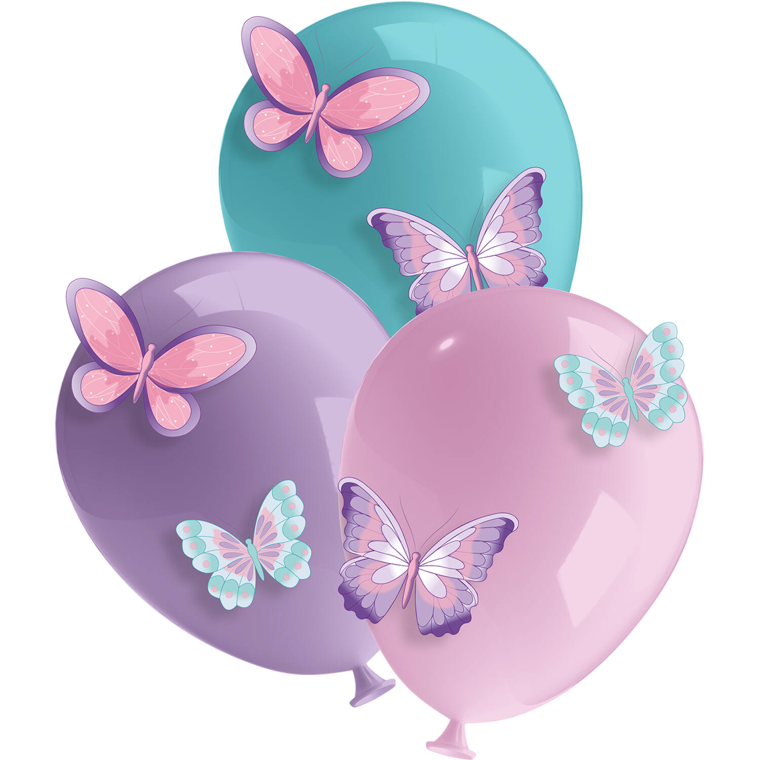 6 Latex Balloons Flutter Garden 11" with Paper Cutouts