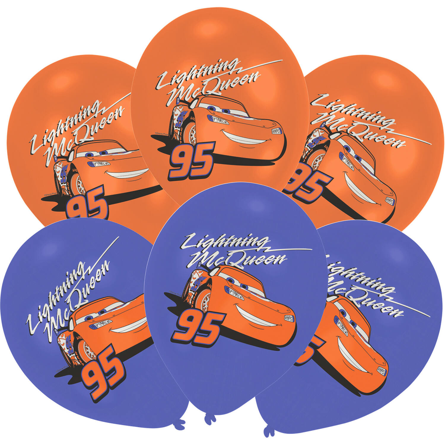 6 Latex Balloons Cars 27.5 cm / 11"