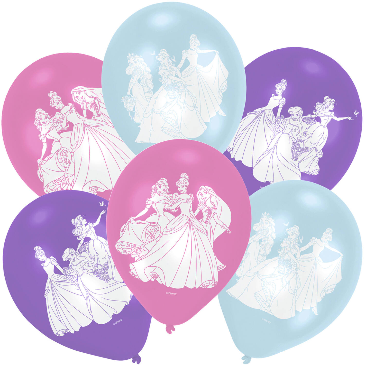 6 Latex Balloons Princess 22.8 cm / 9"