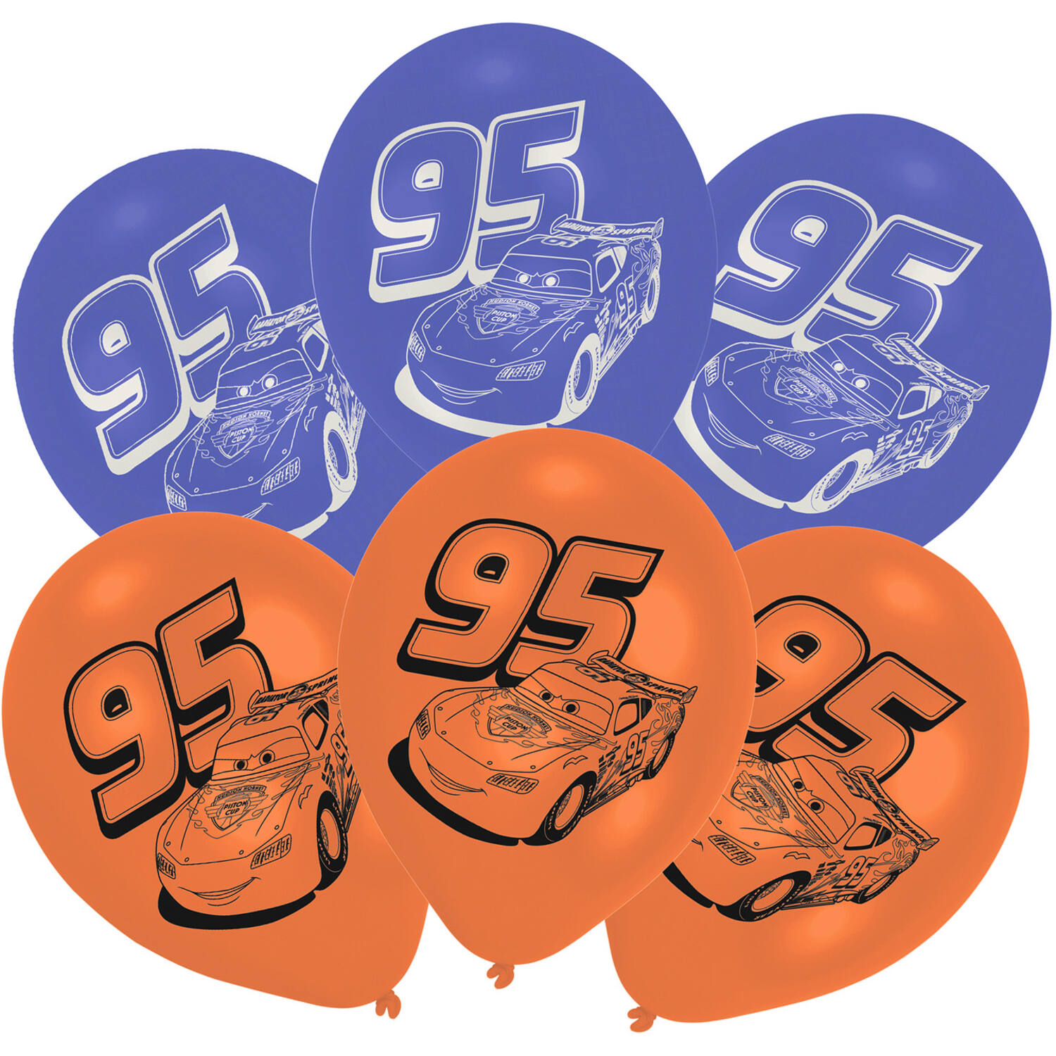 6 Latex Balloons Cars 22.8 cm / 9"