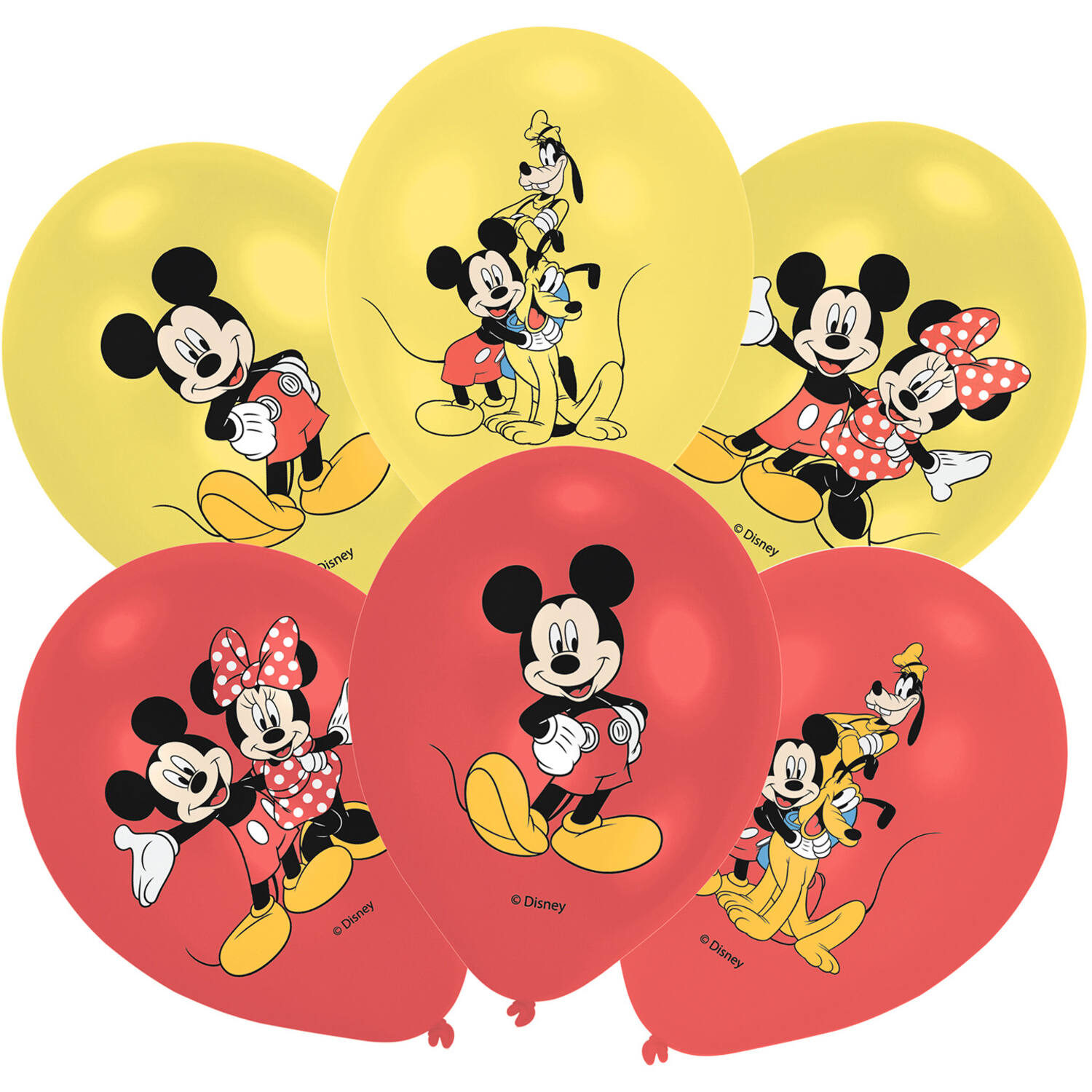 6 Latex Balloons Micky 27.5 cm / 11"