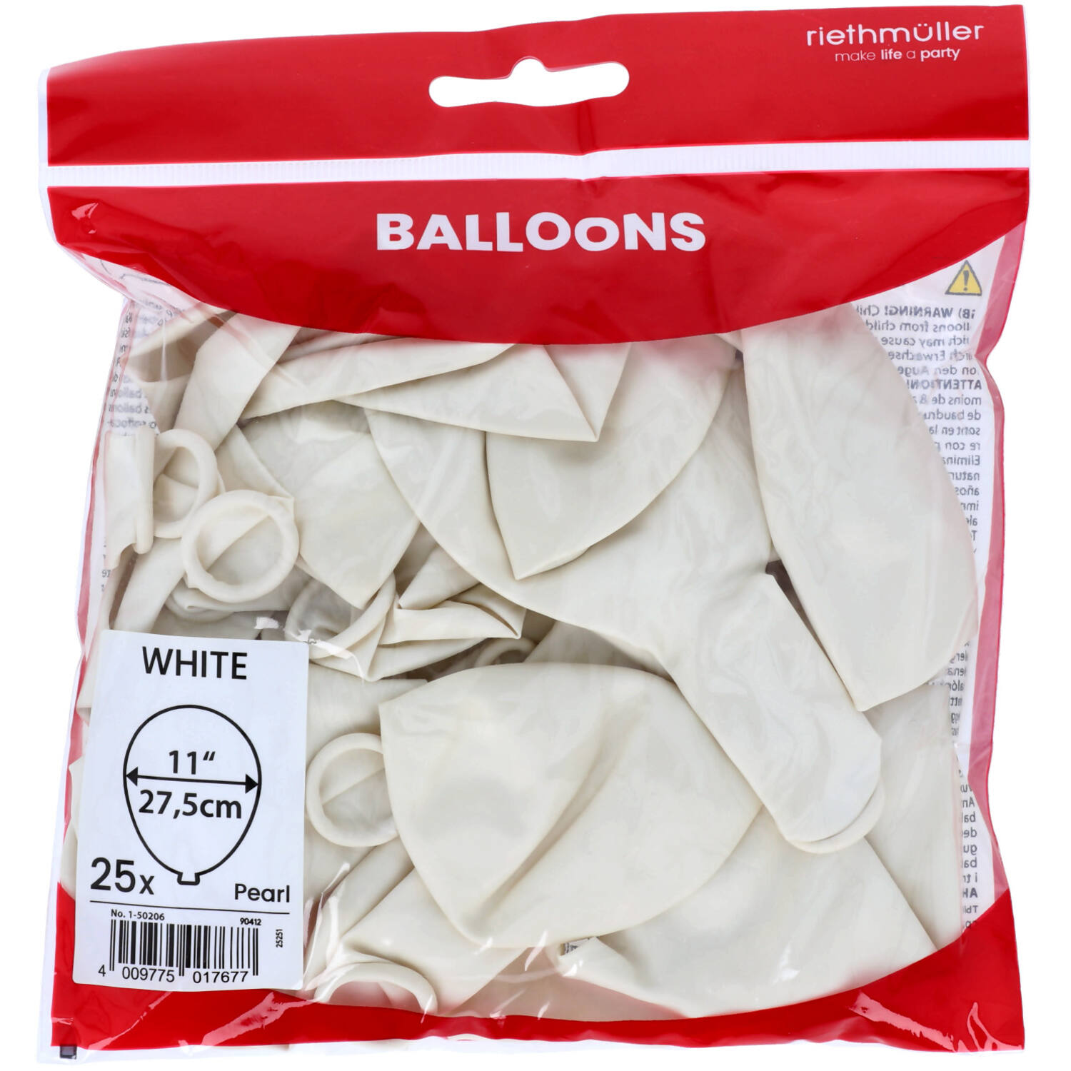 25 Latex Balloons Pearl White 27.5 cm / 11"