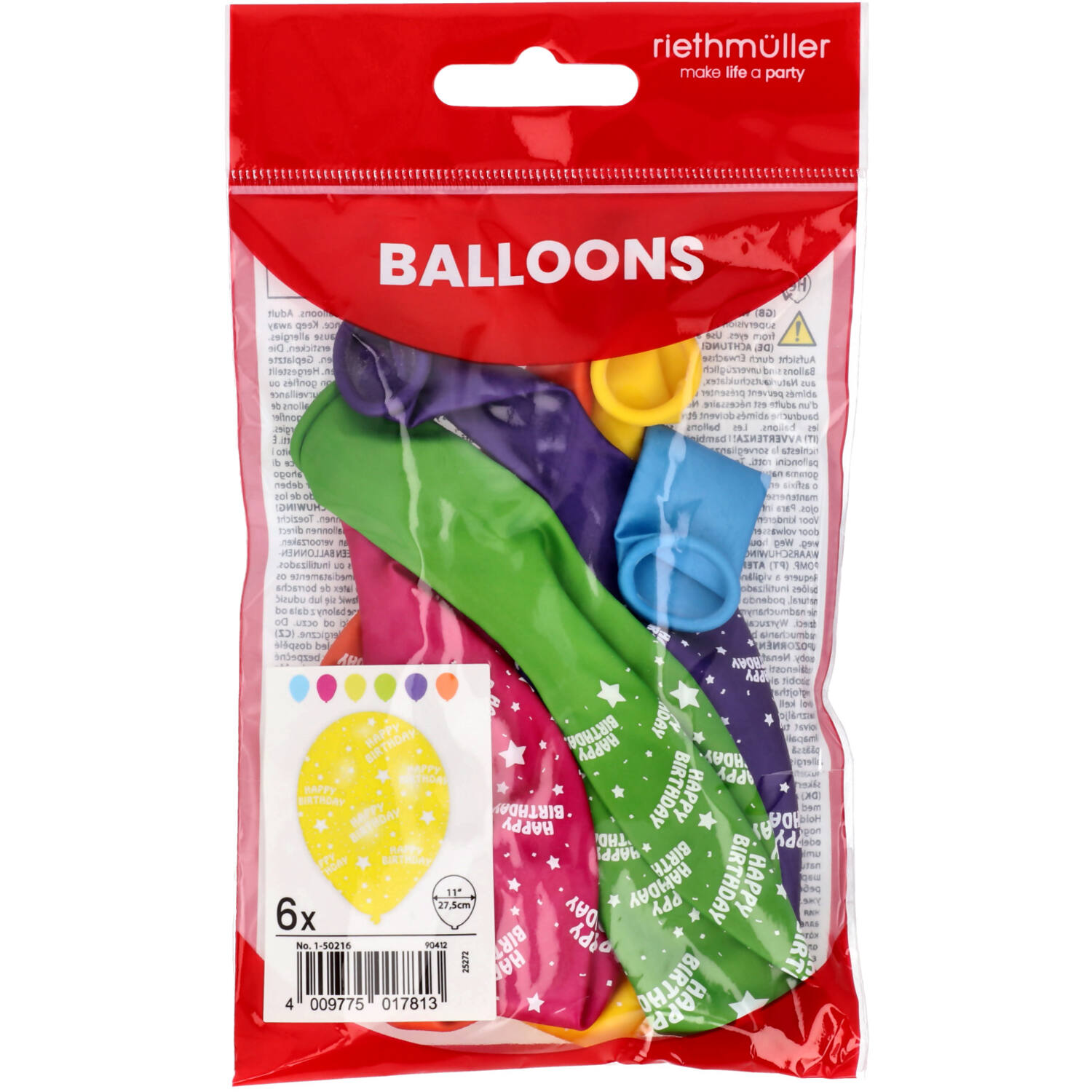 Latex Balloons - Colorful "Happy Birthday" - 28 cm - 6 pieces