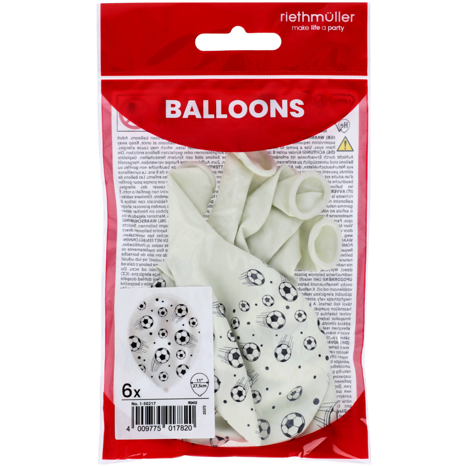 Latex Balloons - Soccer Ball - 28 cm - 6 pieces