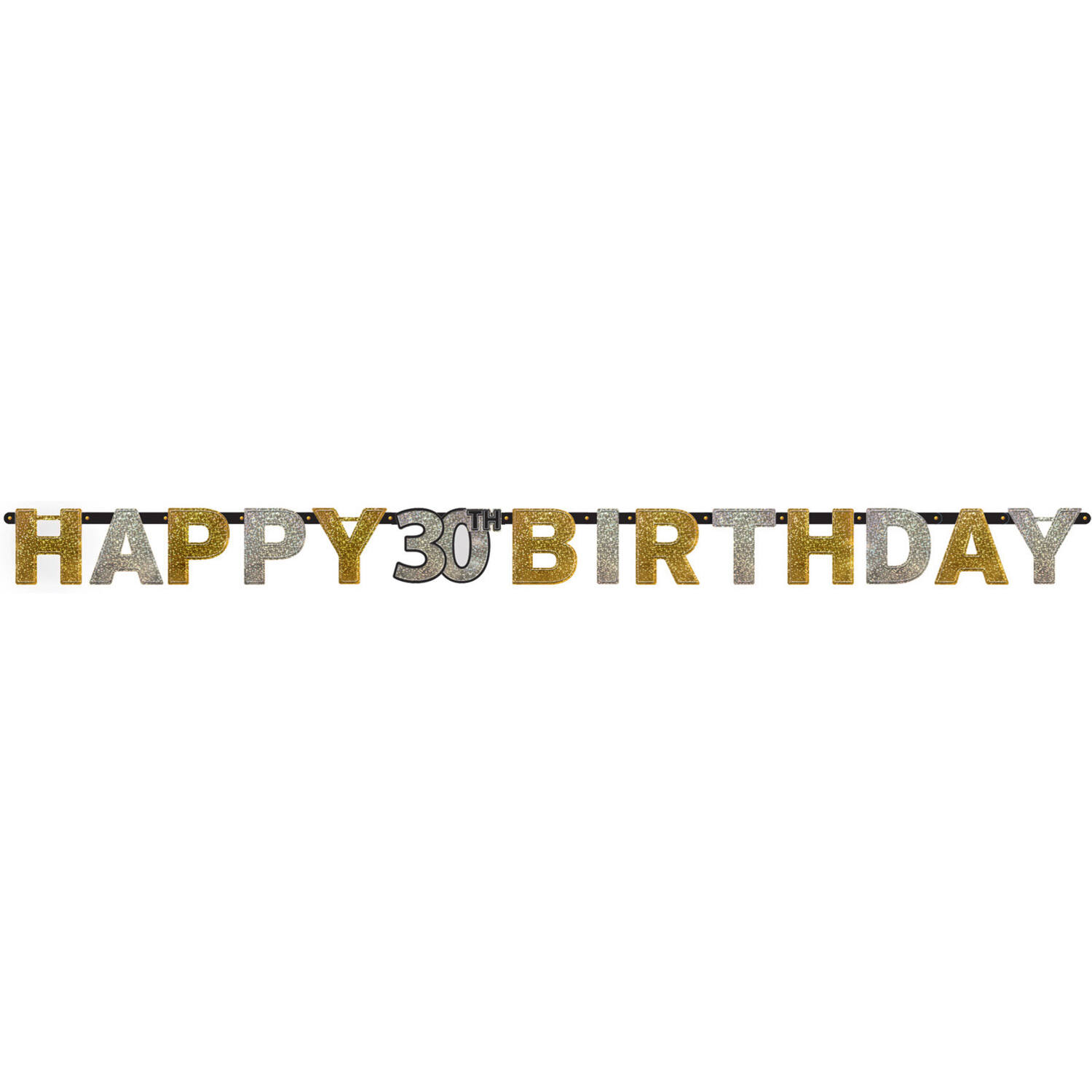 Letter Banner 30 Sparkling Celebration Gold Foil 213 x 16.2 cm