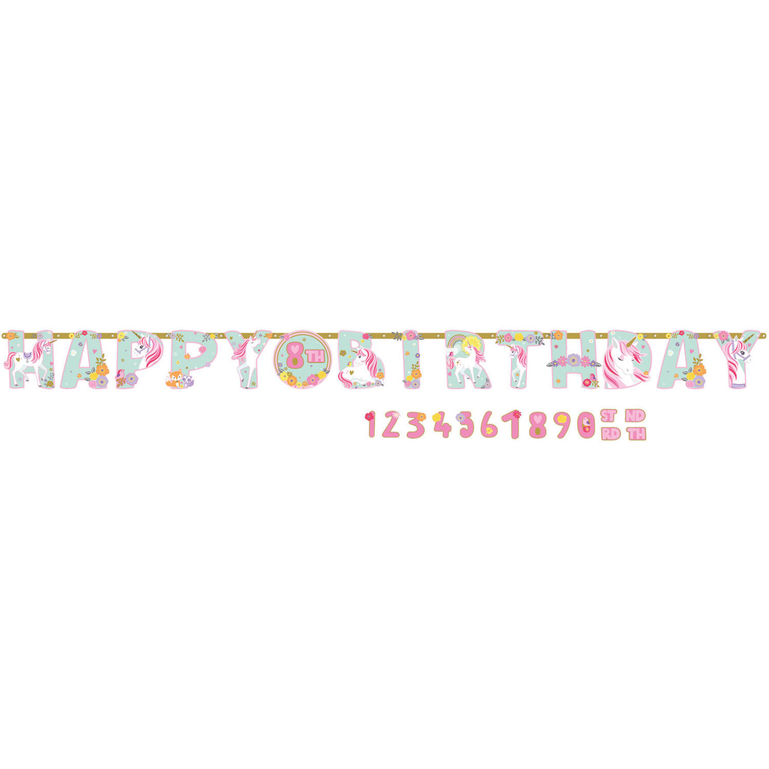 Letter Banner Magical Unicorn Paper Personalizable 320 x 25.4 cm