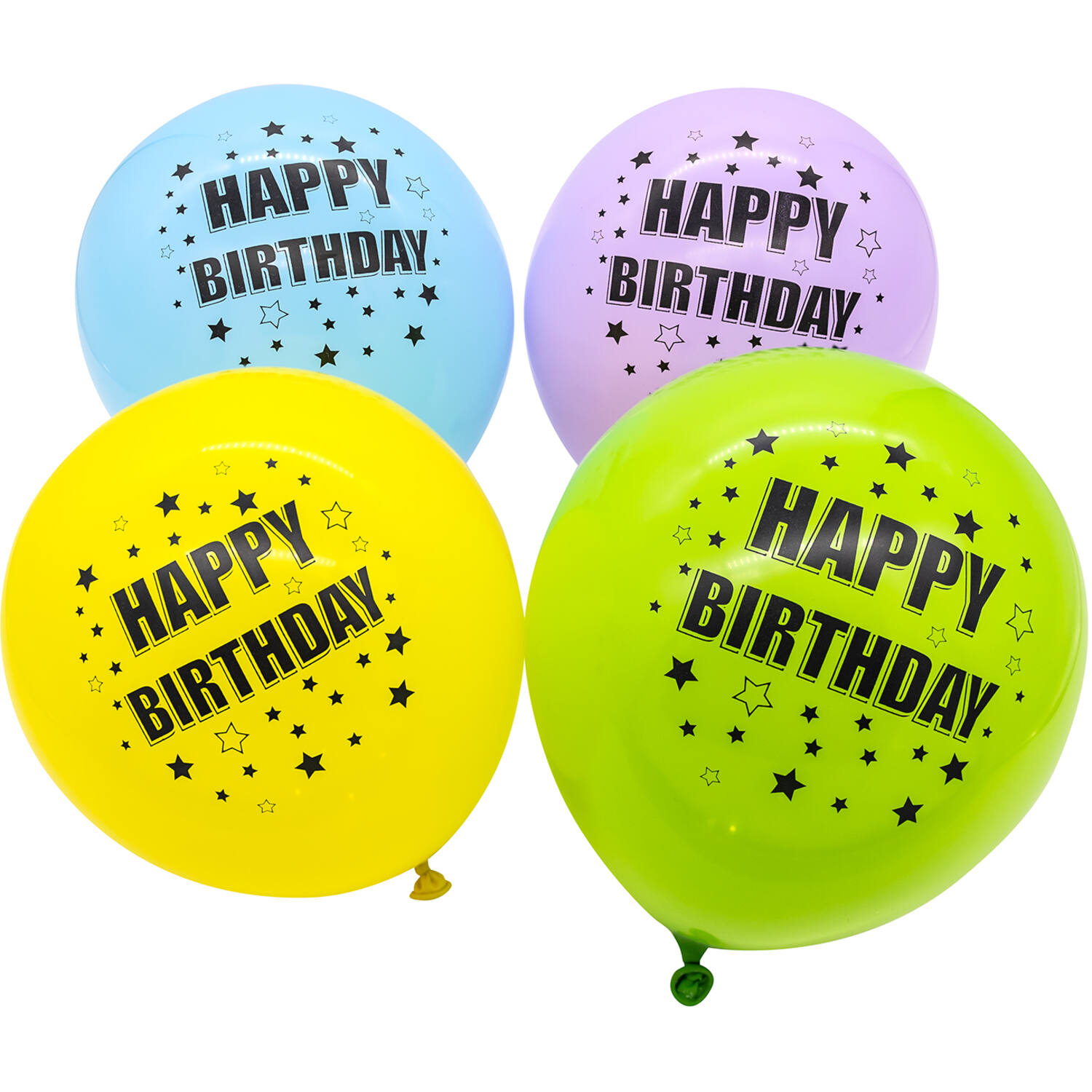 4 Latex Balloons LED Happy Birthday Stars 27.5 / 11"