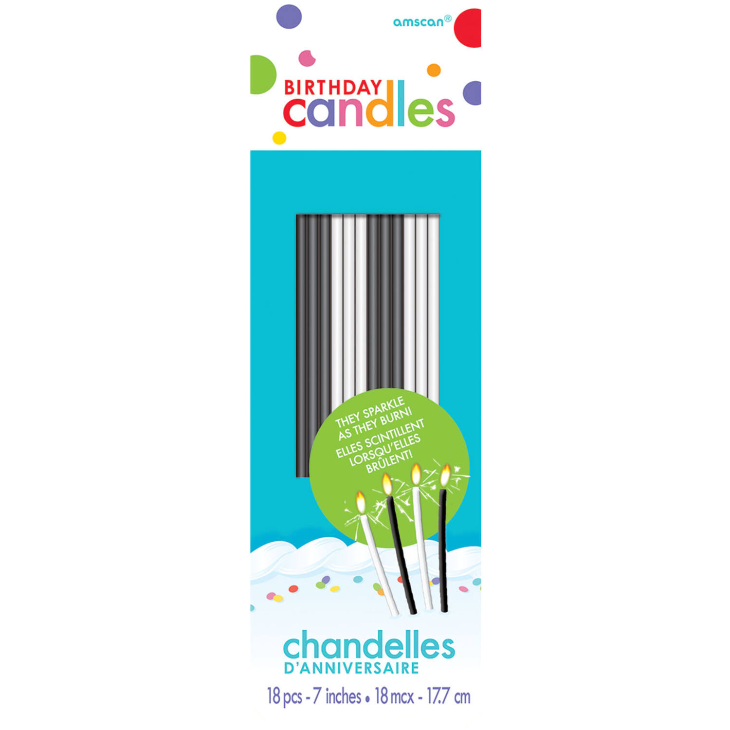 18 Candles Birthday Black & White Height 17.7 cm