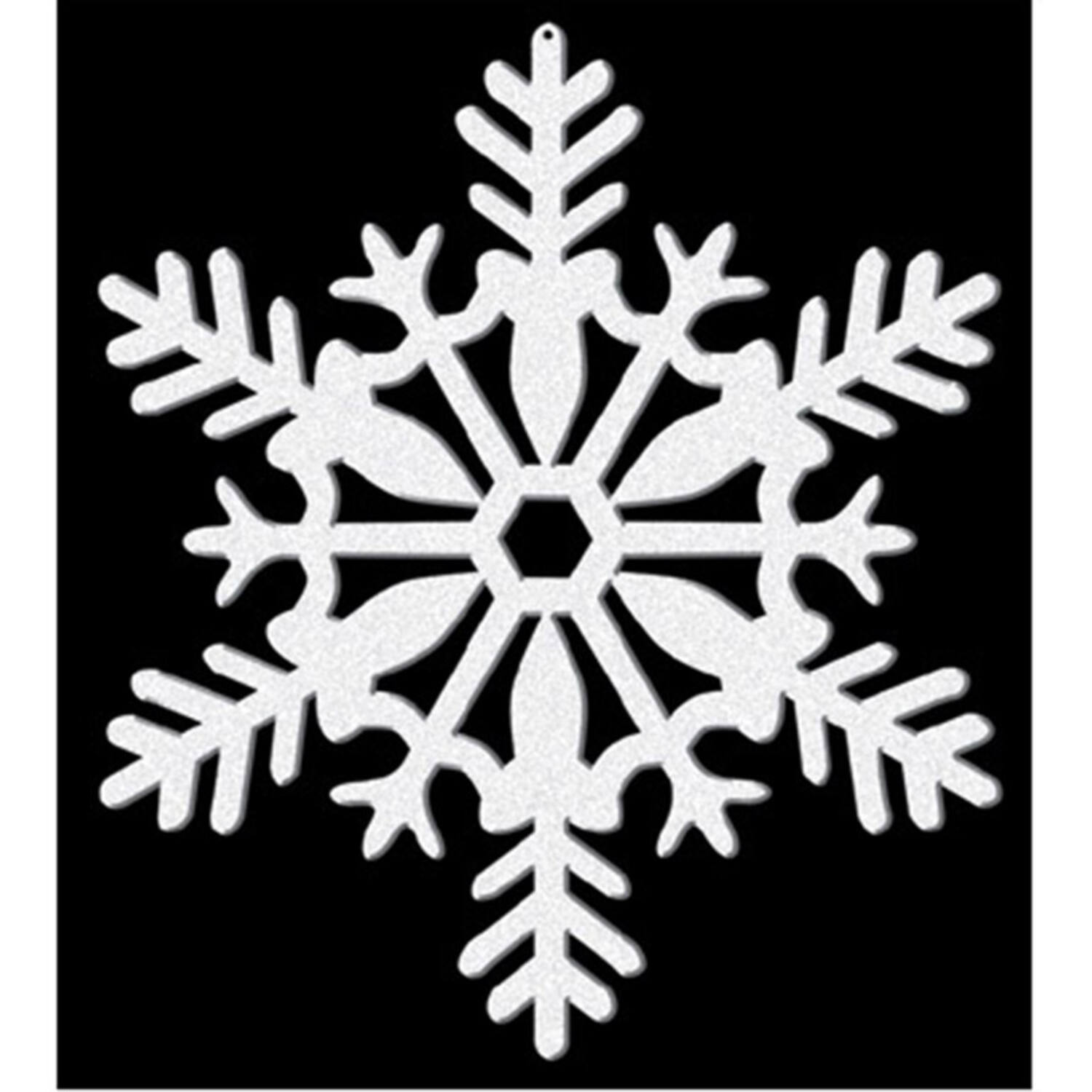 4 Cutouts Snowflake Glitter White Plastic 10.1 cm