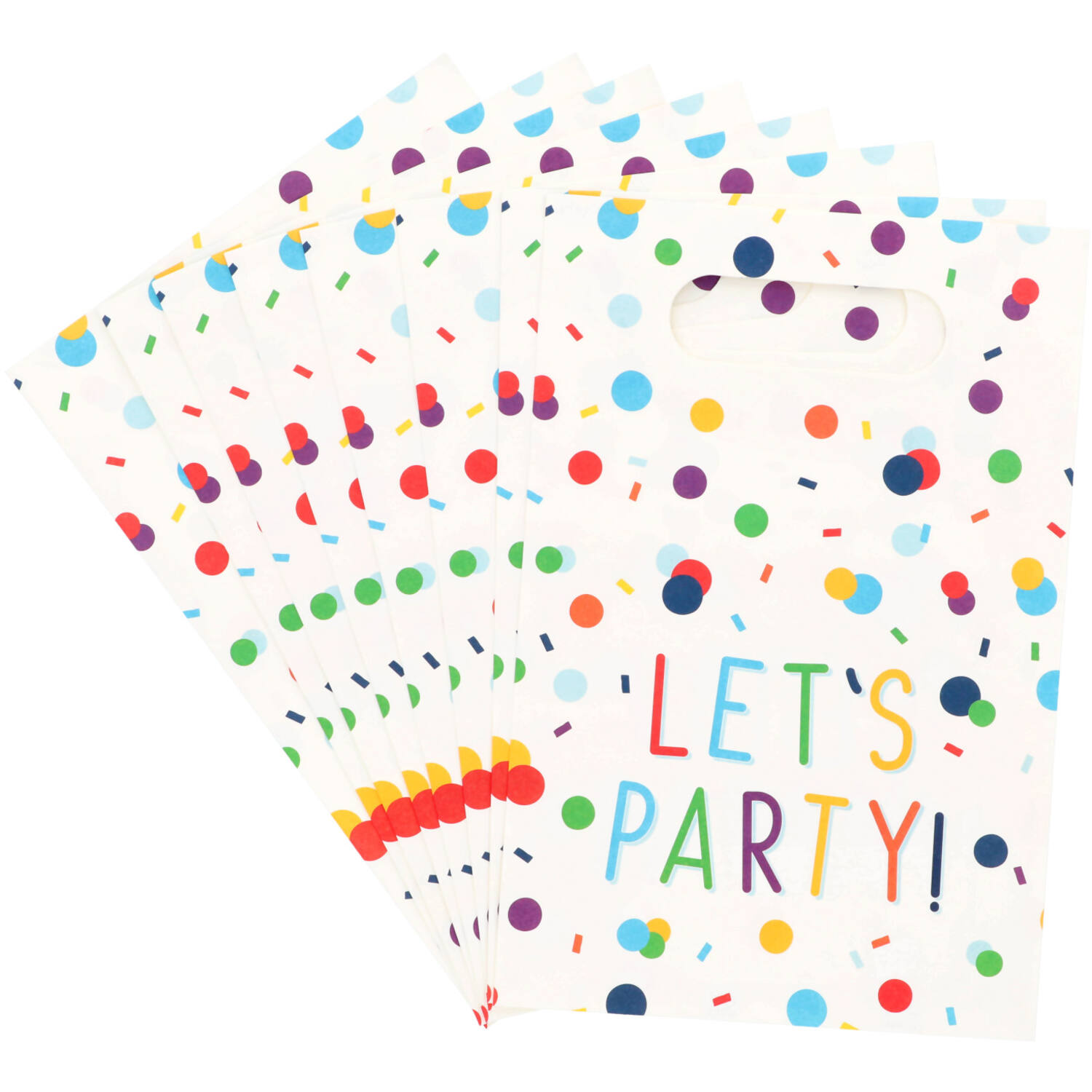 Gift Bags - Confetti "LET'S PARTY" - 15 x 23 cm - 8 pieces