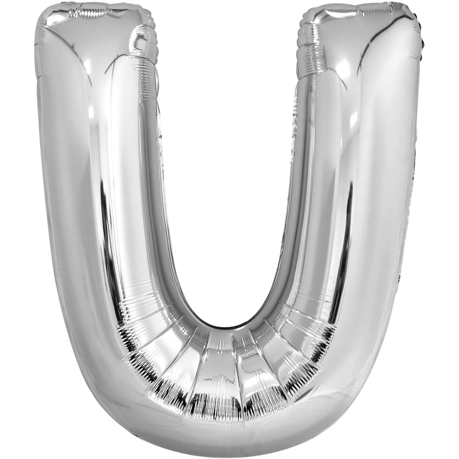 Large Letter U Silver Foil Balloon N34 Packaged 83 cm x 65 c