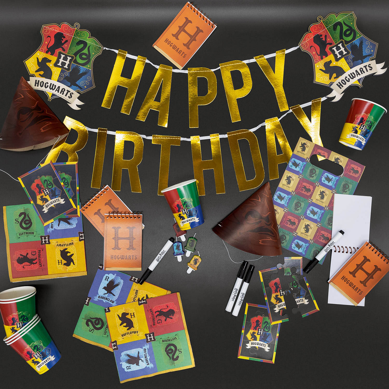 Favour Pack Harry Potter Houses Paper 24 Parts (Notepads, Pens, Puzzles & Tattoos)