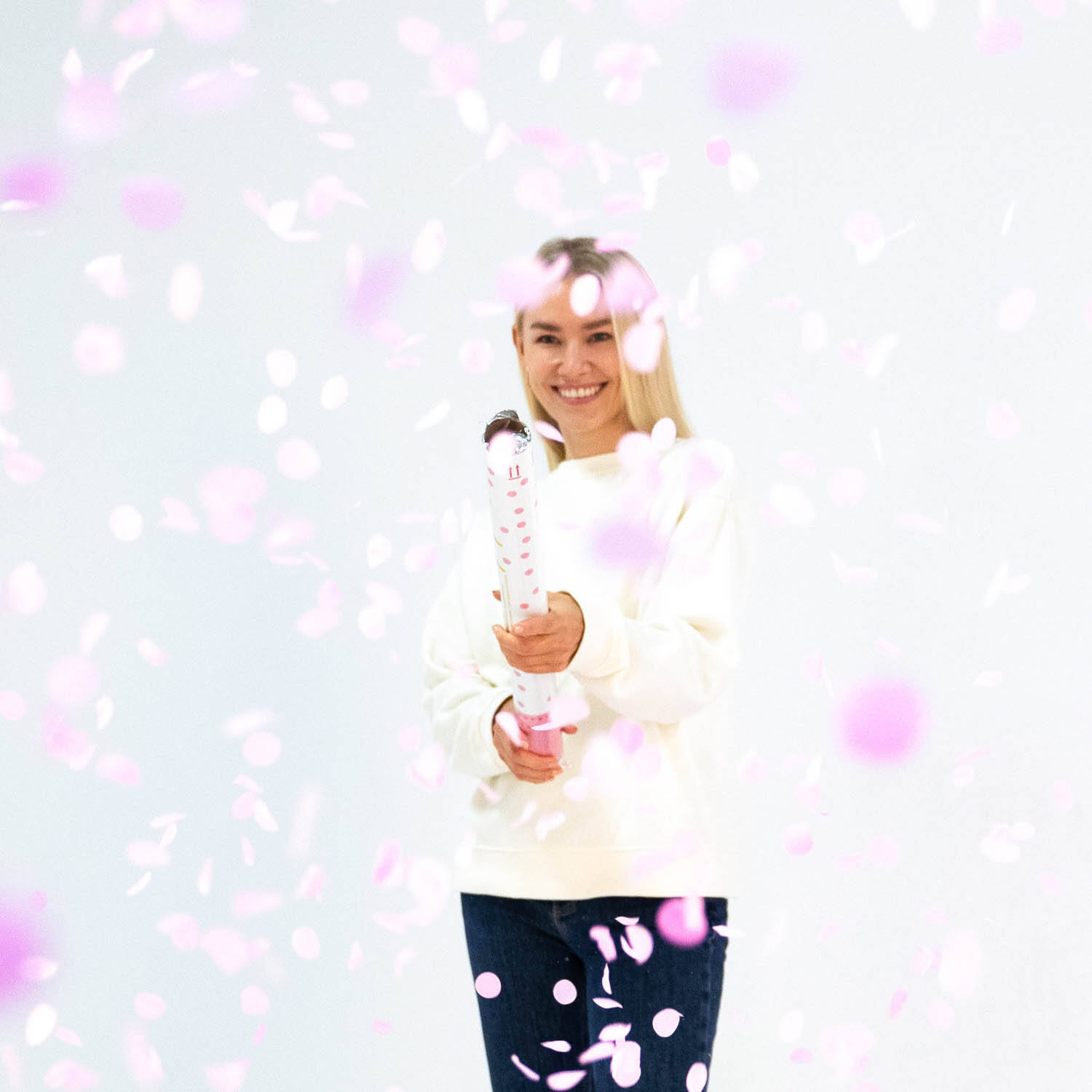 Confetti Cannon Pink Round Paper 60 cm