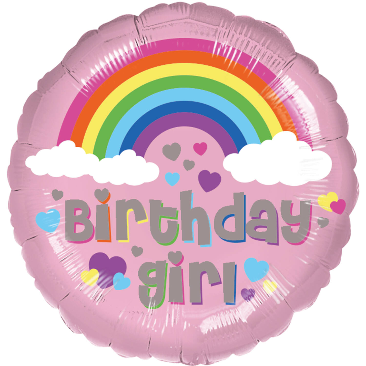 Standard HBD Rainbow Girl Foil Balloon C40 Packaged 43 cm