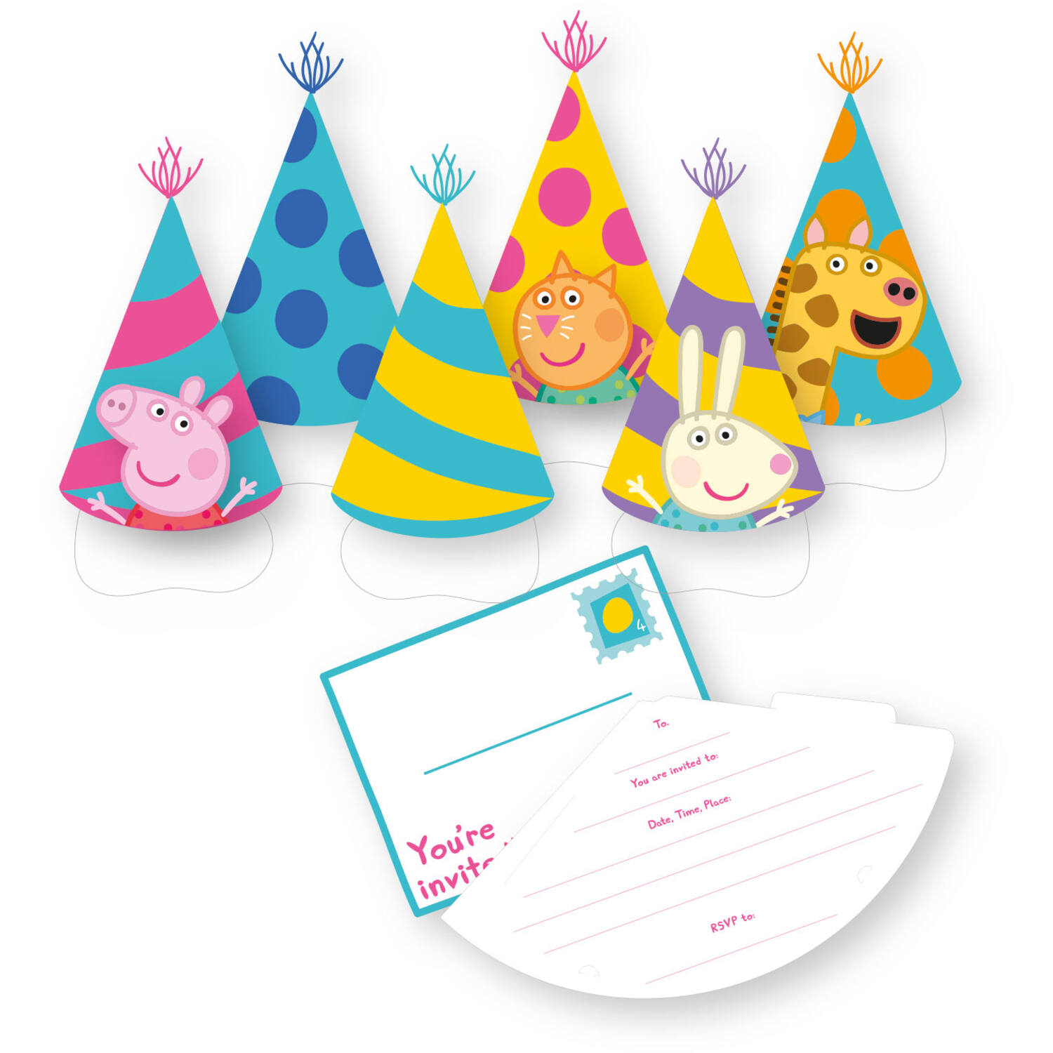 6 Invites and Envelopes Peppa Pig Paper