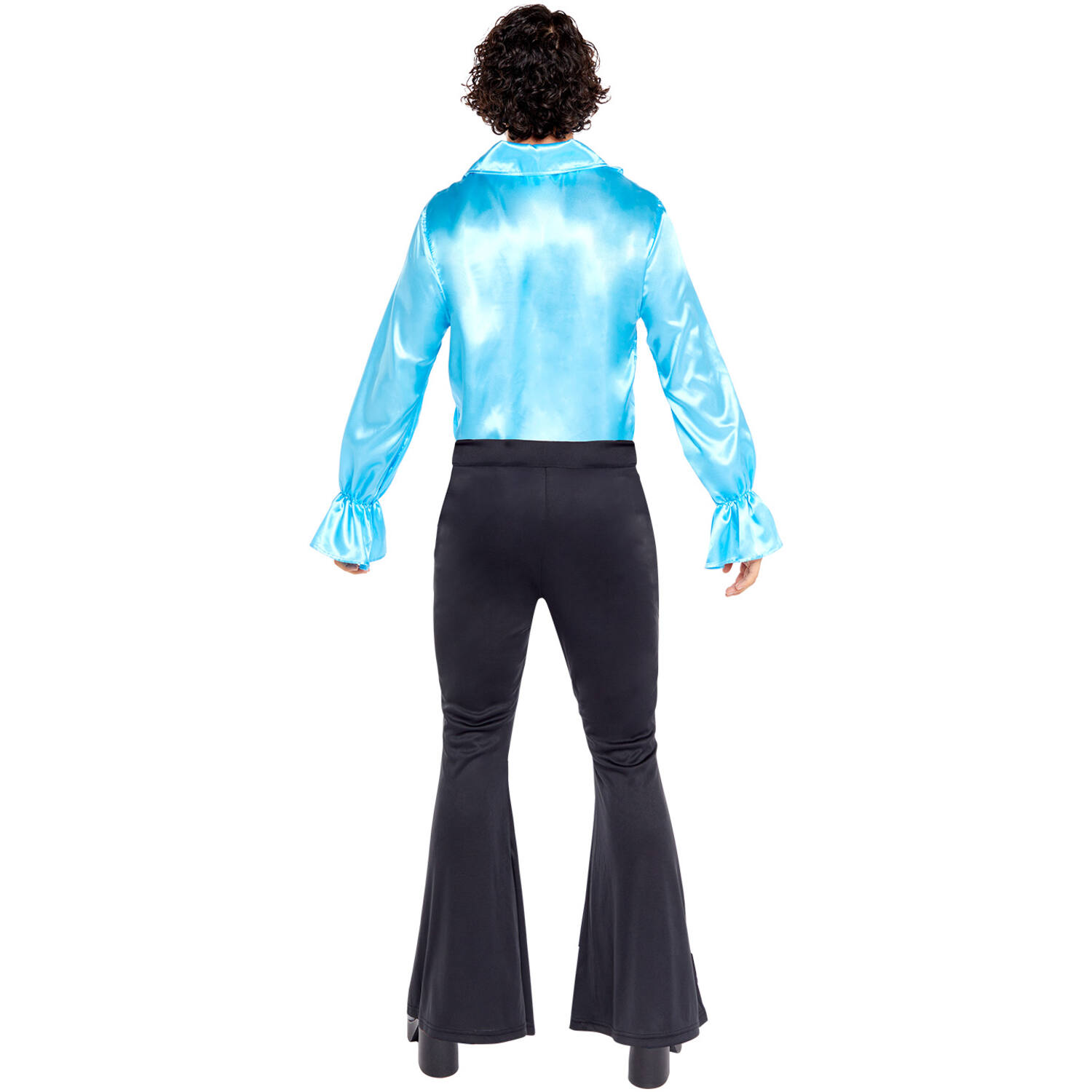 Adult Costume Satin Ruffle Shirt Blue Size Large