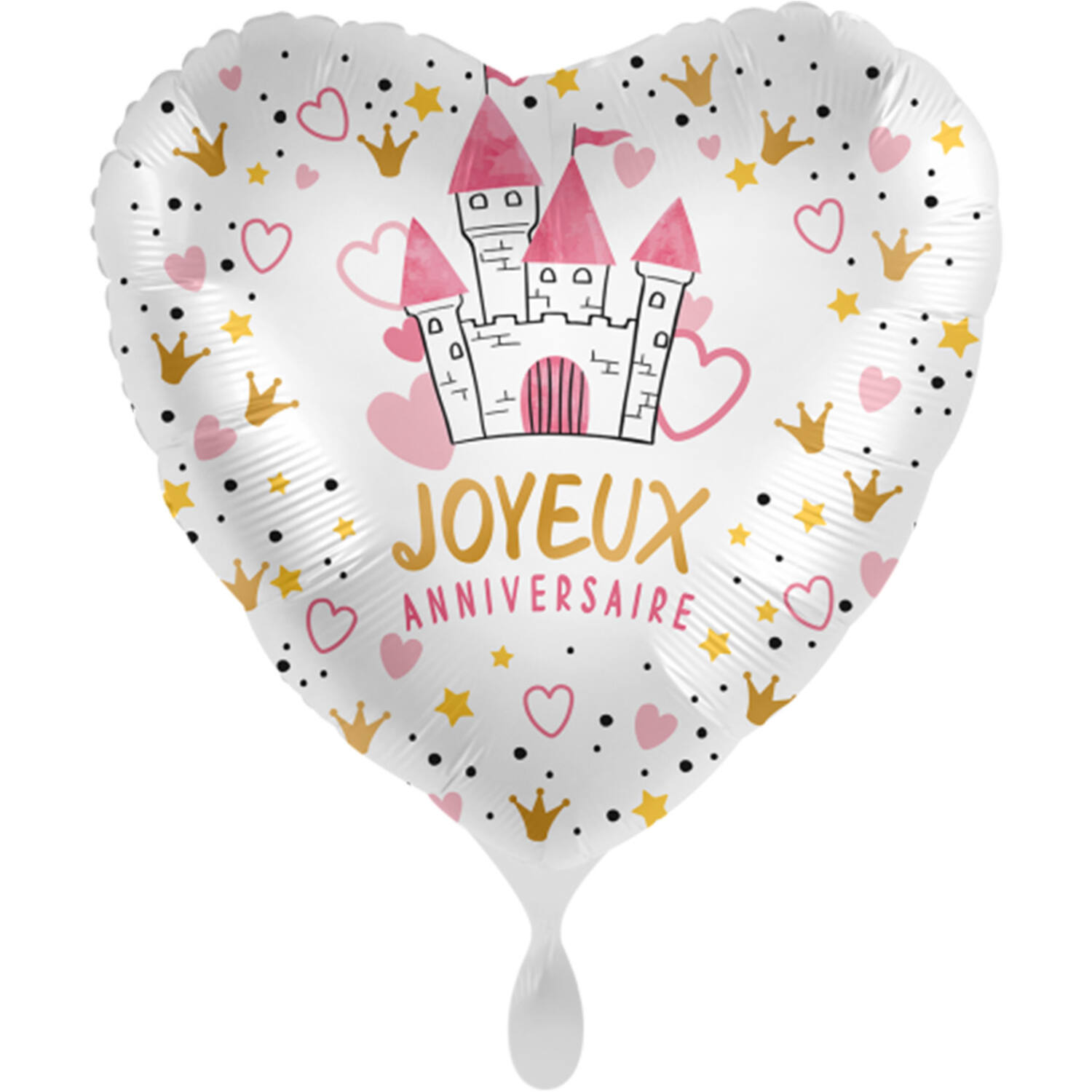 Standard Joyeux Anniversaire Castle Foil Balloon Heart C40 packaged 43cm