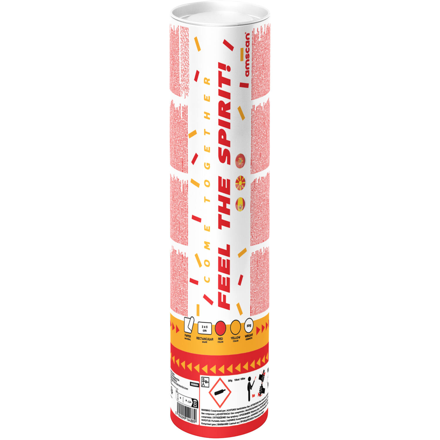 Confetti Cannon paper rectangular red/yellow