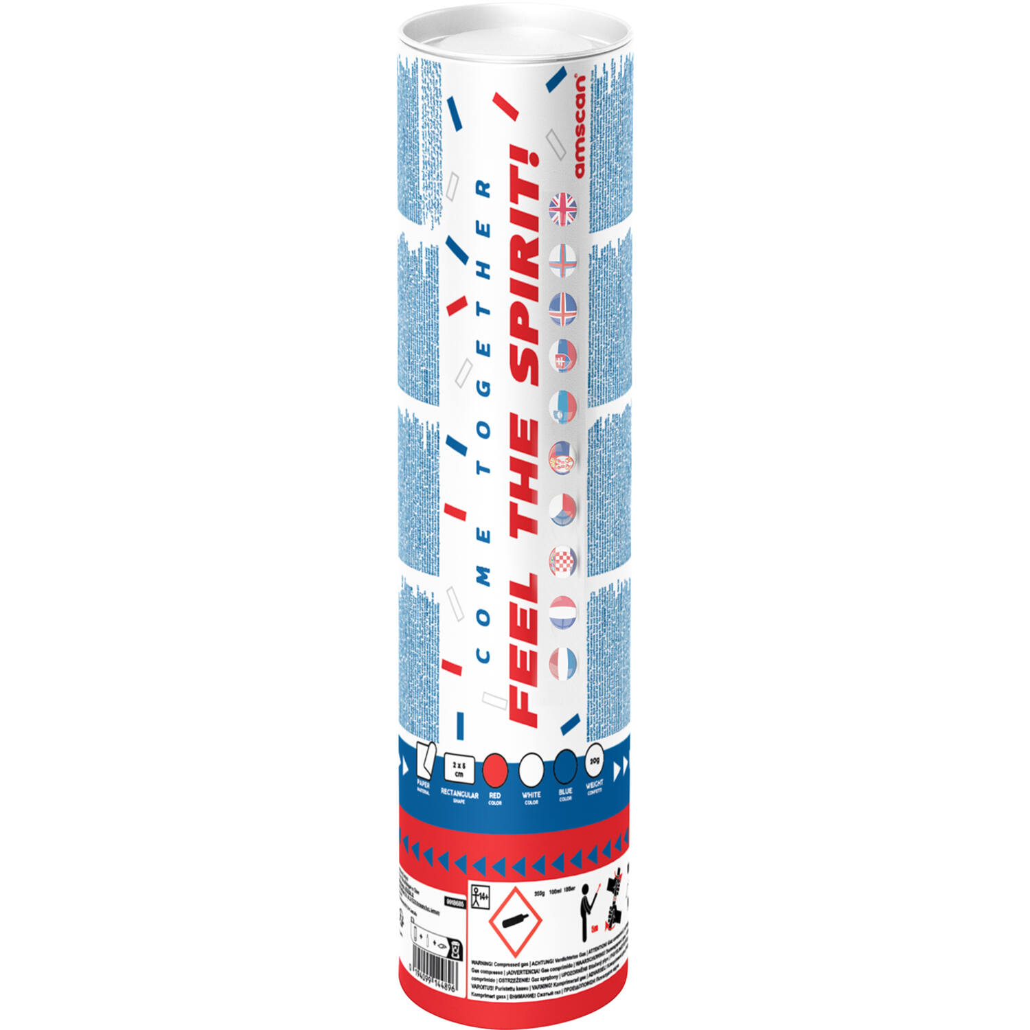 Confetti Cannon paper rectangular red/white/blue
