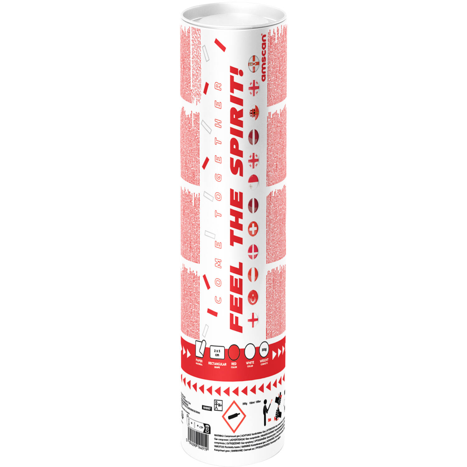 Confetti Cannon paper rectangular red/white