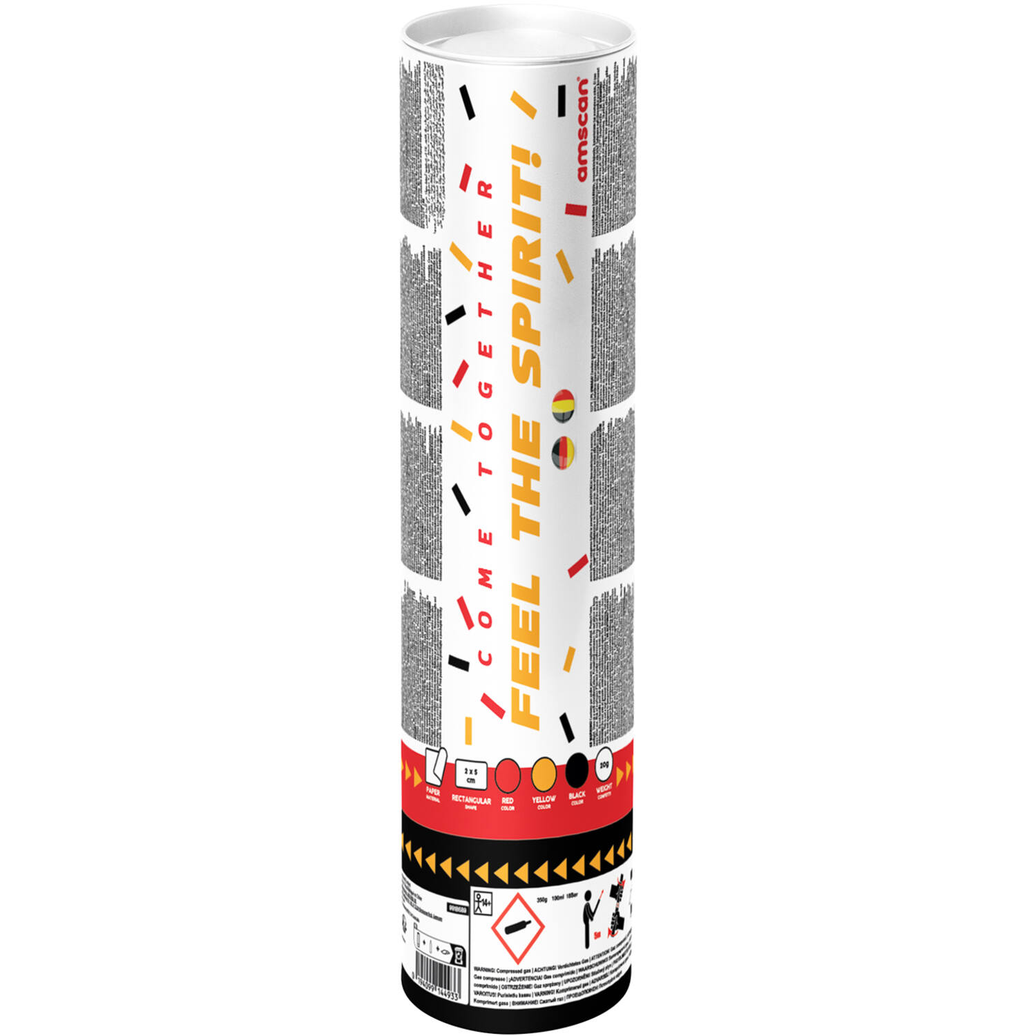 Confetti Cannon paper rectangular black/red/yellow