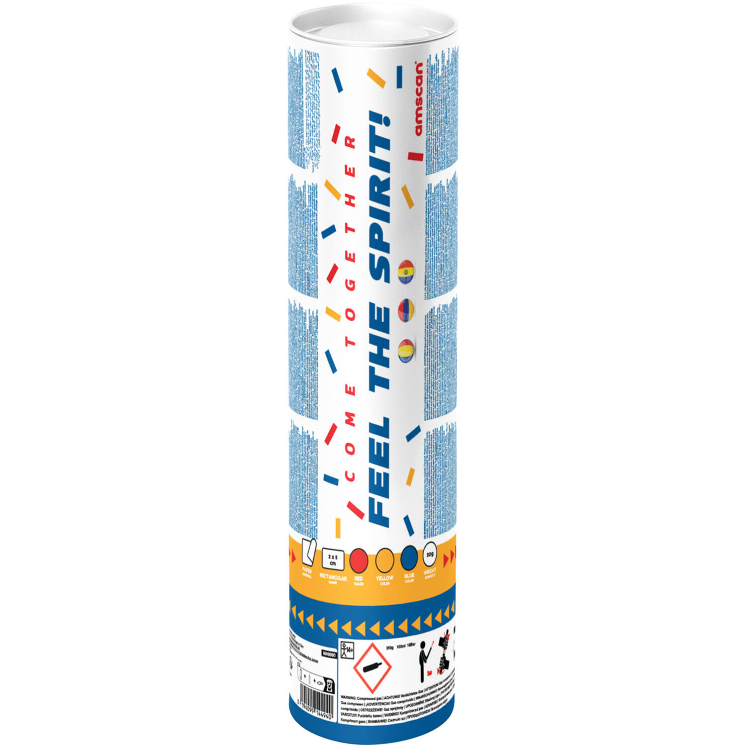 Confetti Cannon paper rectangular red/yellow/blue