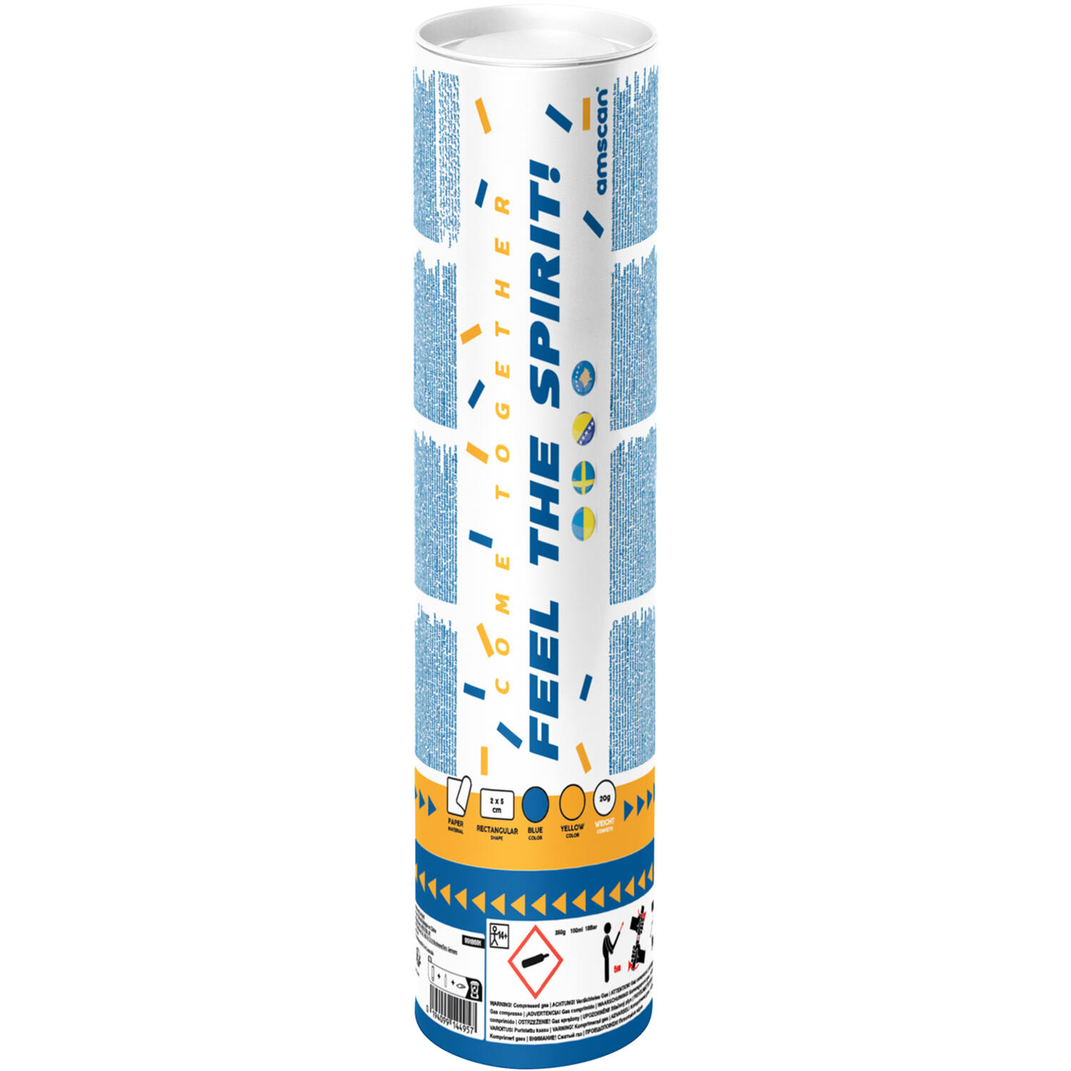 Confetti Cannon paper rectangular yellow/blue