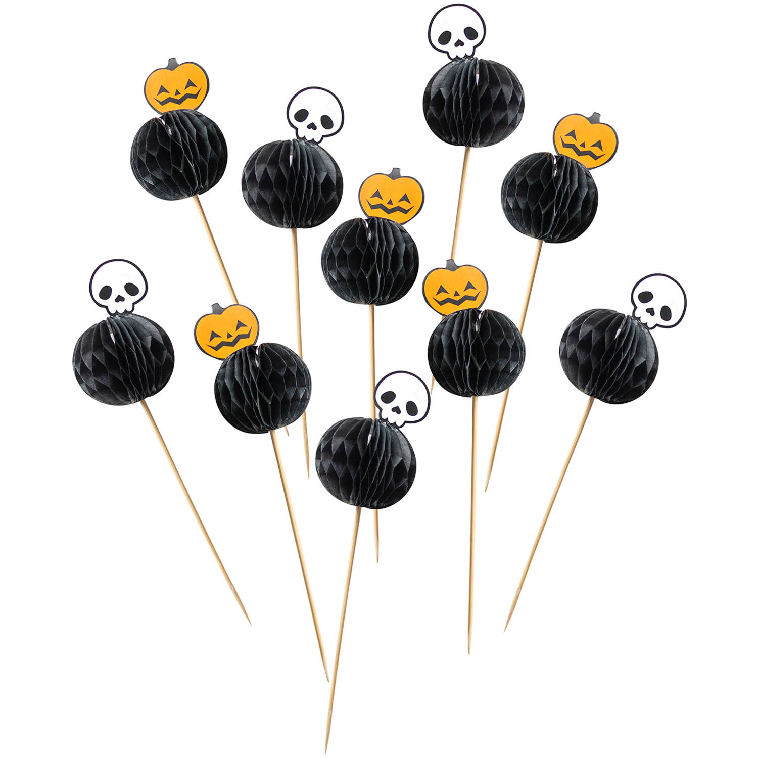 10 Honeycomb Picks Cats & Bats Papier / Wood 19 cm