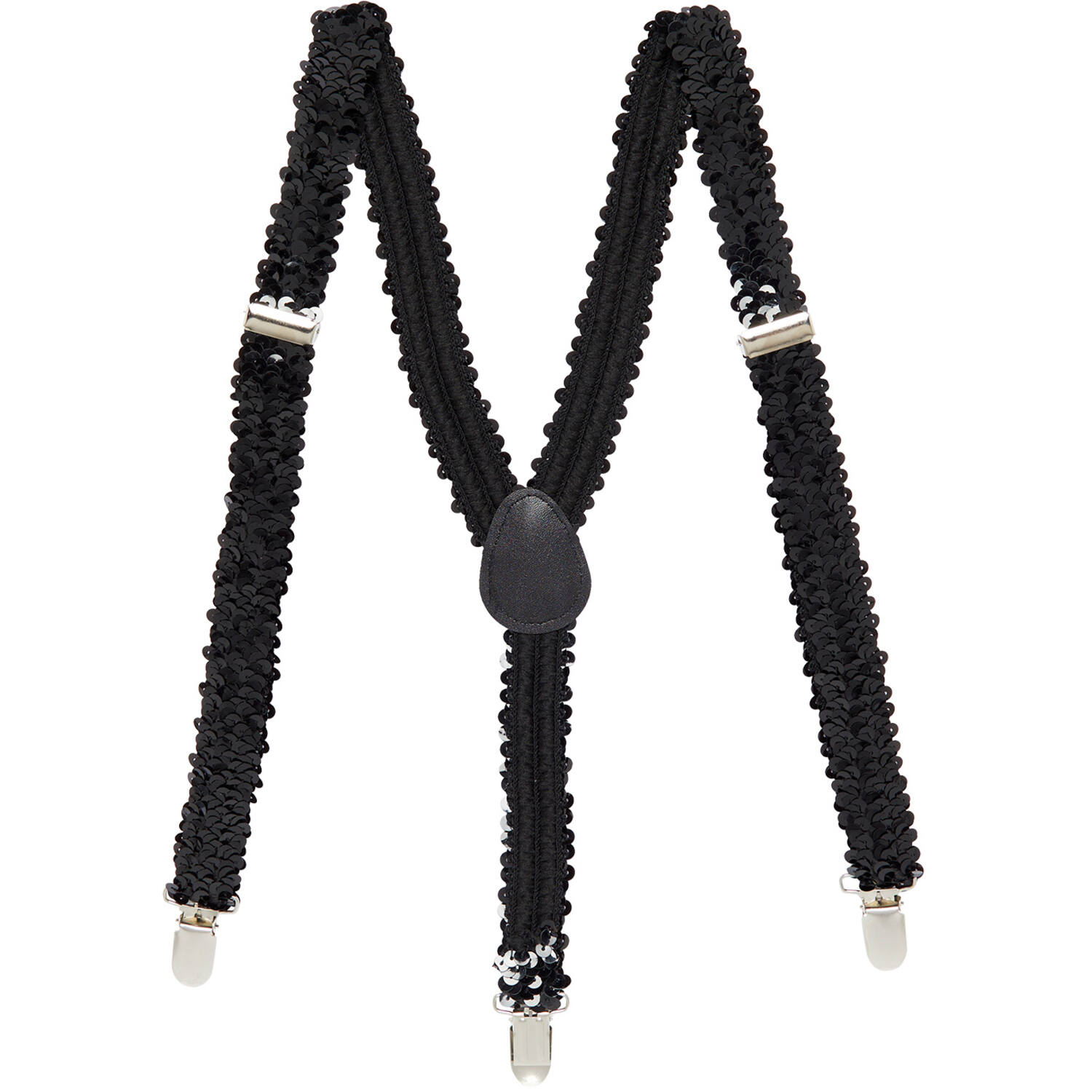 Suspender Sequin Braces - Black 2.5cm Adult One size