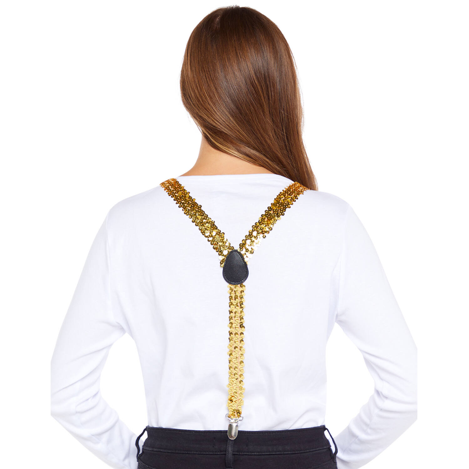 Suspender Sequin Braces - Gold 2.5cm Adult One size