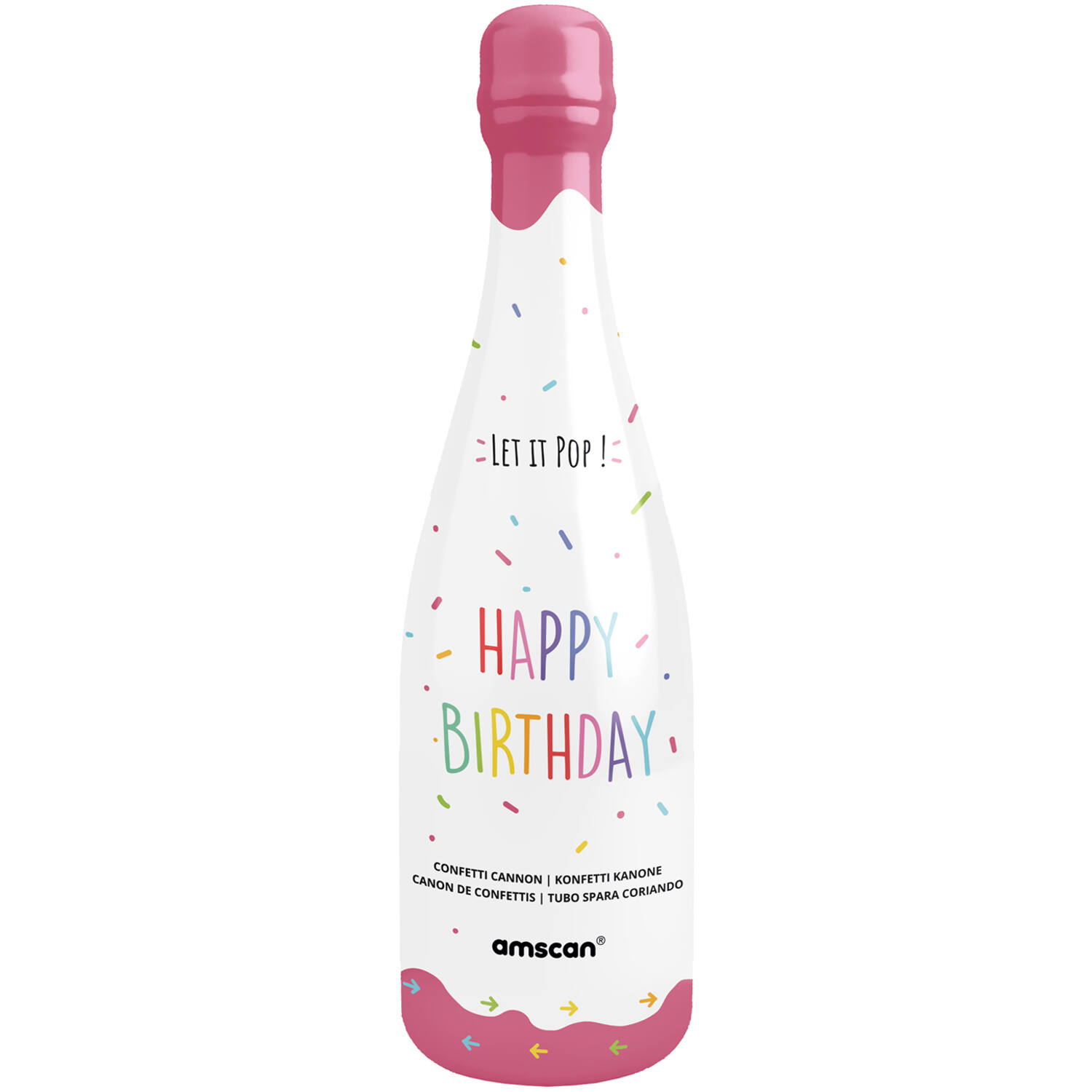 Confetti Bottle Multicolor Rectangular Paper 32cm Pink Bottle