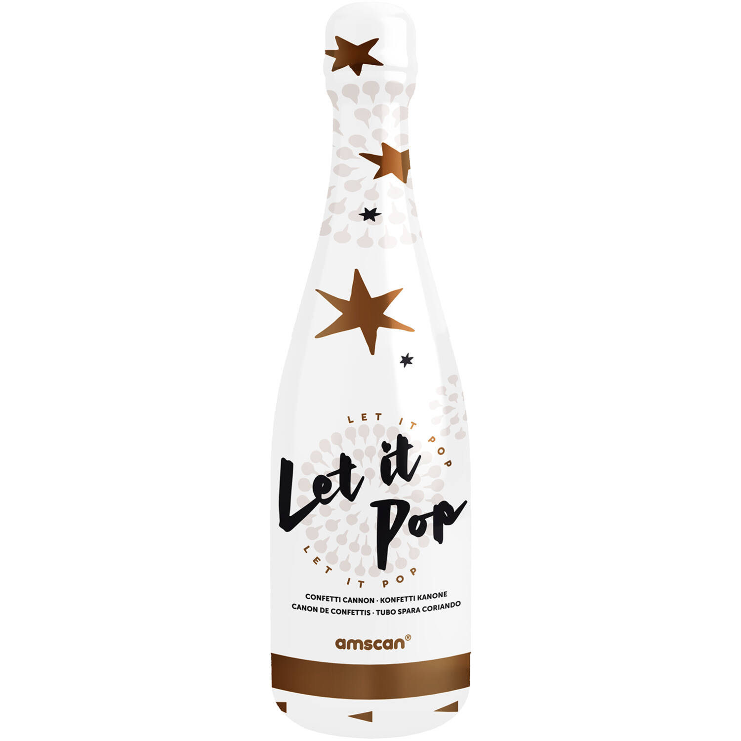 Confetti Bottle Rosegold Star Foil 32cm