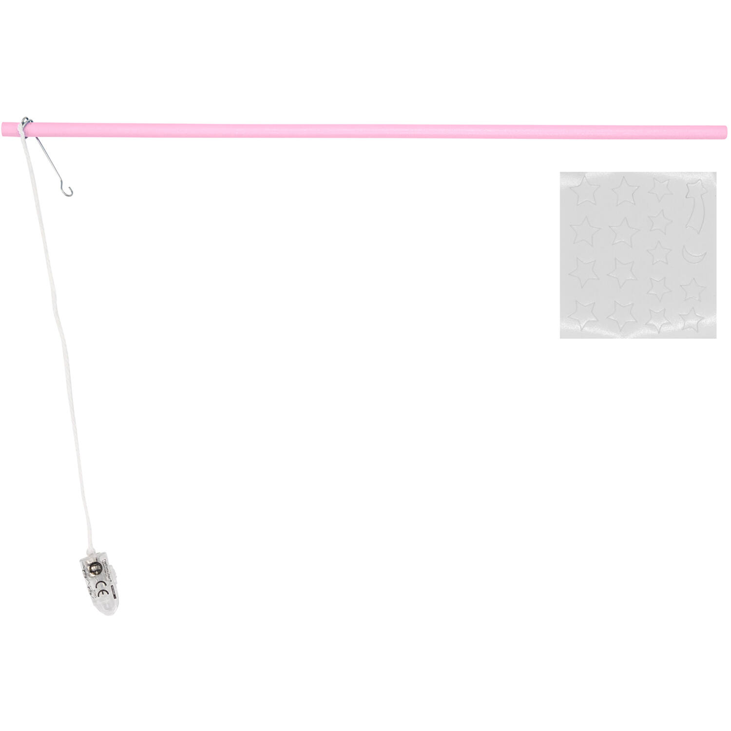 Lantern Stick with LED Light Pink with GITD Stickers Wood 40cm