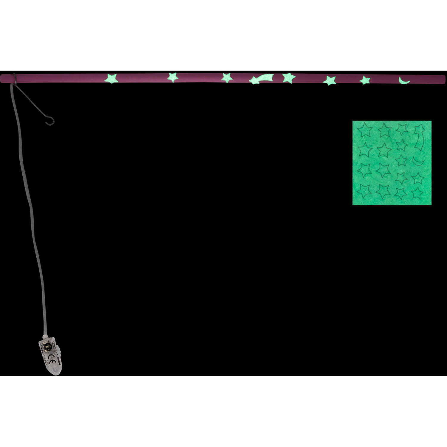 Lantern Stick with LED Light Pink with GITD Stickers Wood 40cm